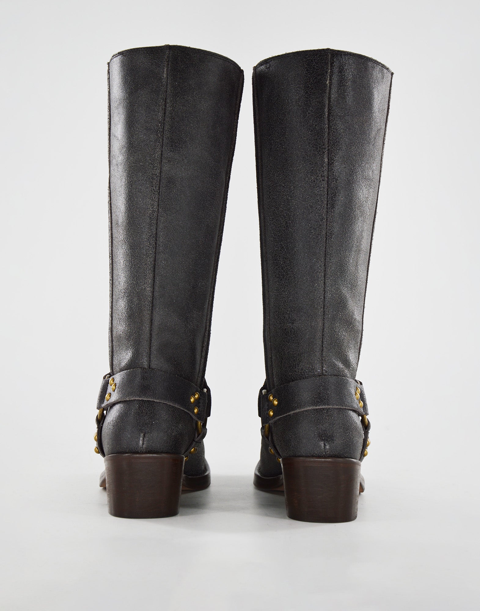 Stivali Biker Katharine in Pelle Graffiata Testa di Moro