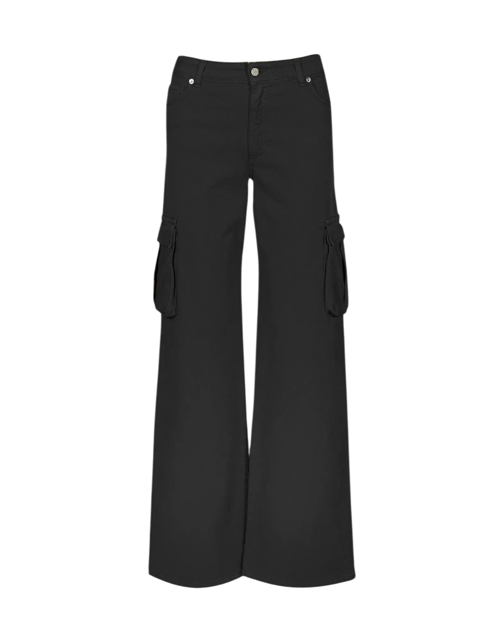 Palazzo Cargo Pants with Side Pockets Black