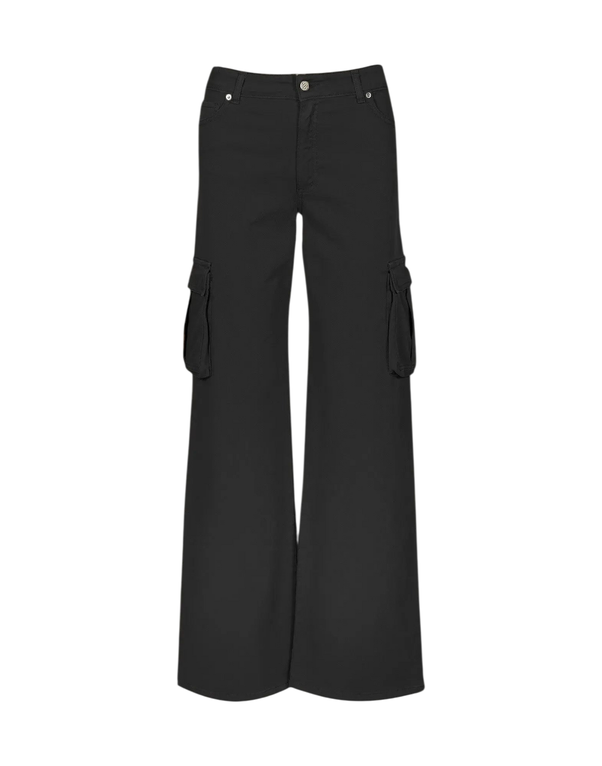 Palazzo Cargo Pants with Side Pockets Black