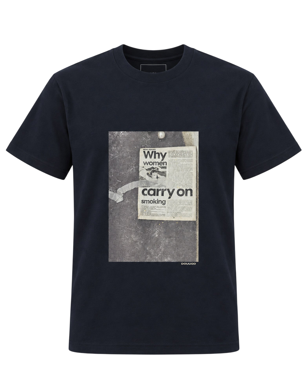 T-shirt in Jersey di Cotone Stampa "Carry On" Navy