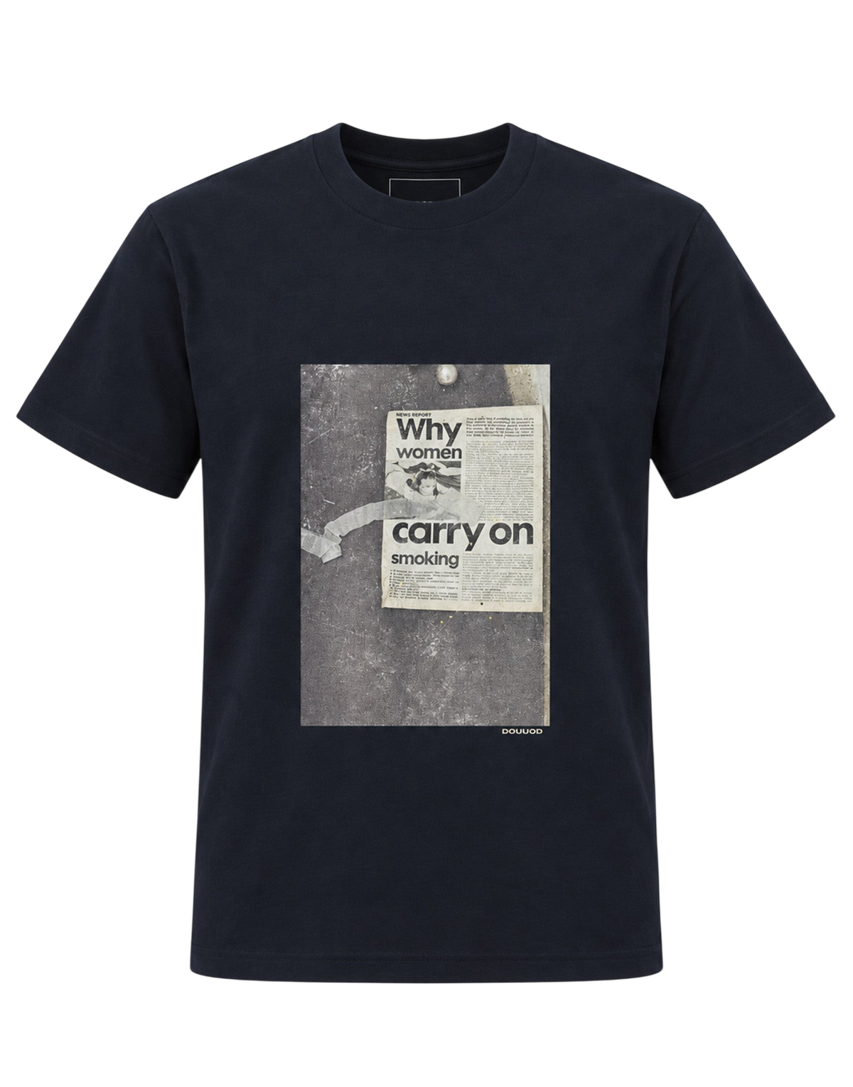 T-shirt in Jersey di Cotone Stampa "Carry On" Navy