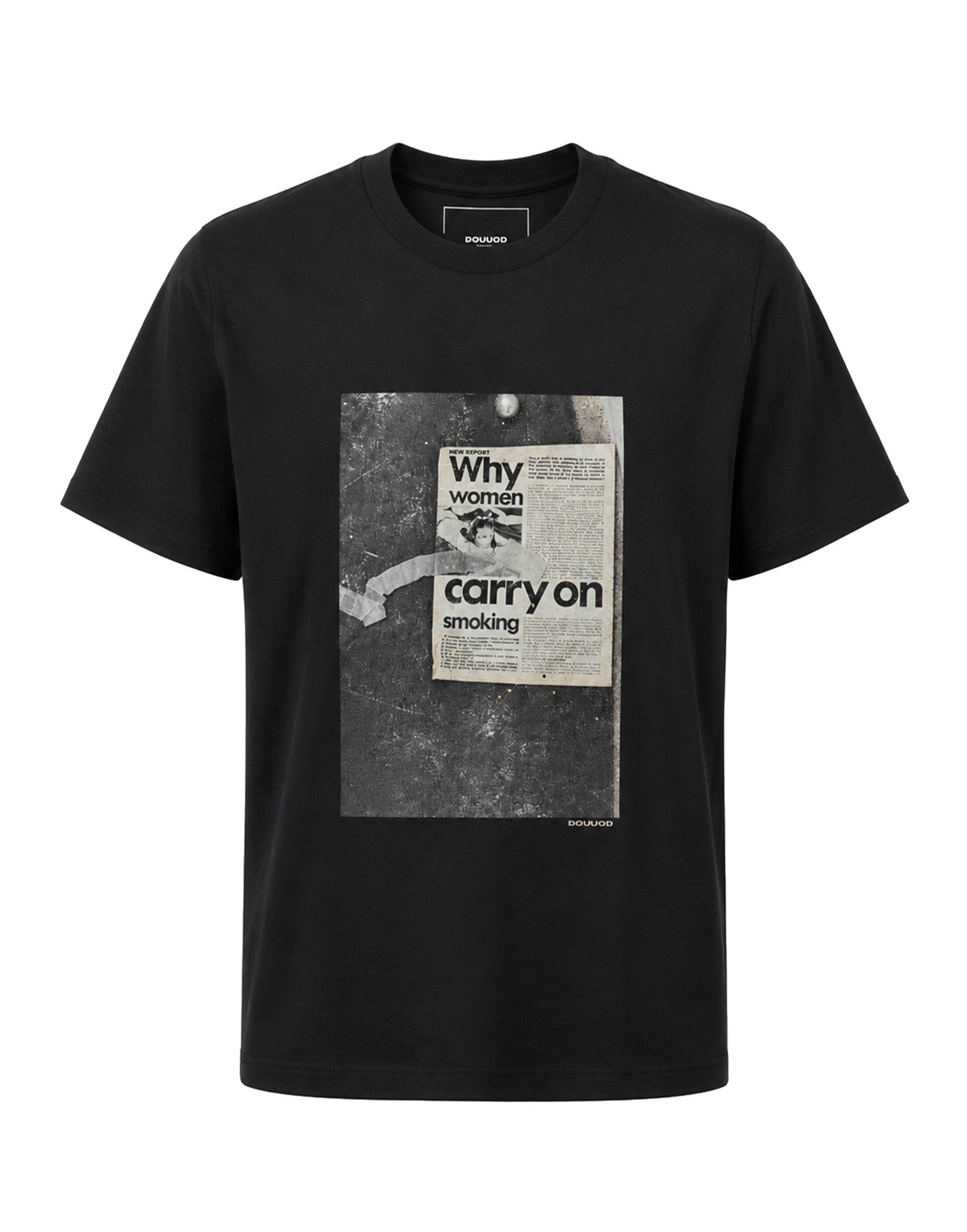 T-shirt in Jersey di Cotone Stampa "Carry On" Dark Grey