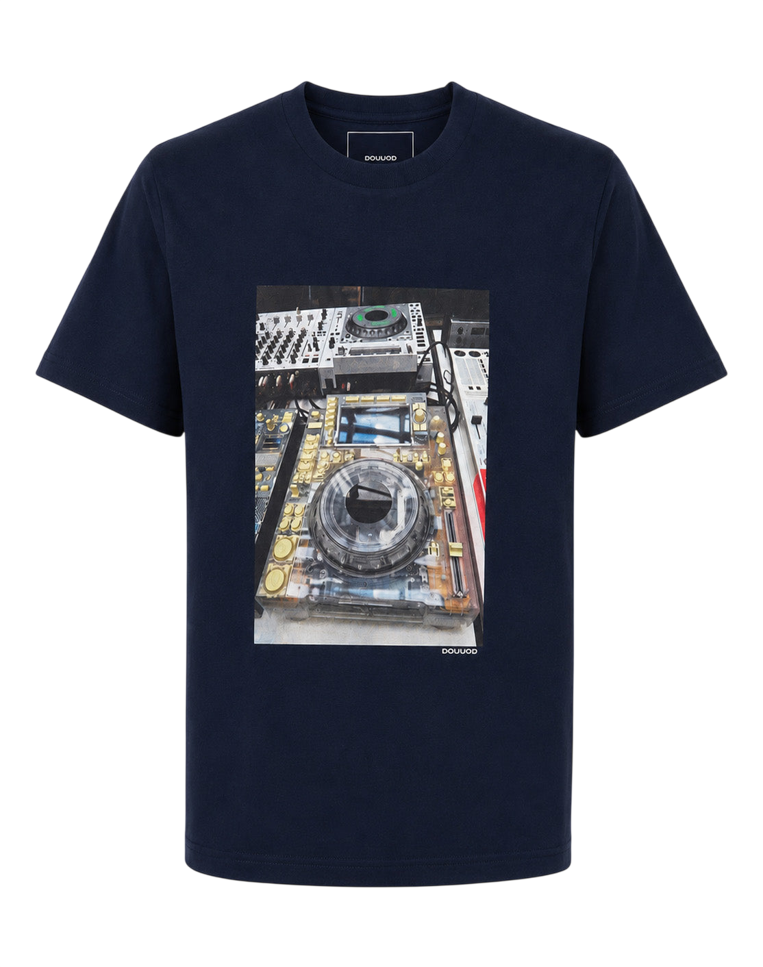 T-shirt en jersey de coton imprimé "Console DJ" bleu marine