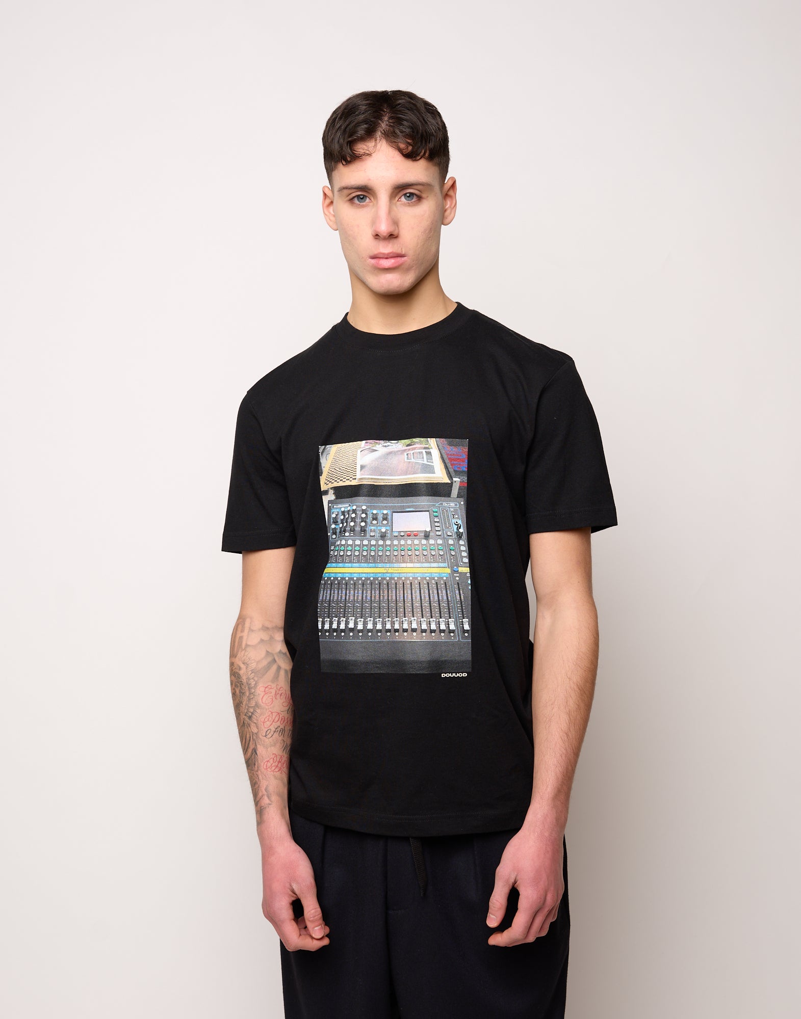 T-shirt in Jersey di Cotone Stampa "Mixer" Navy