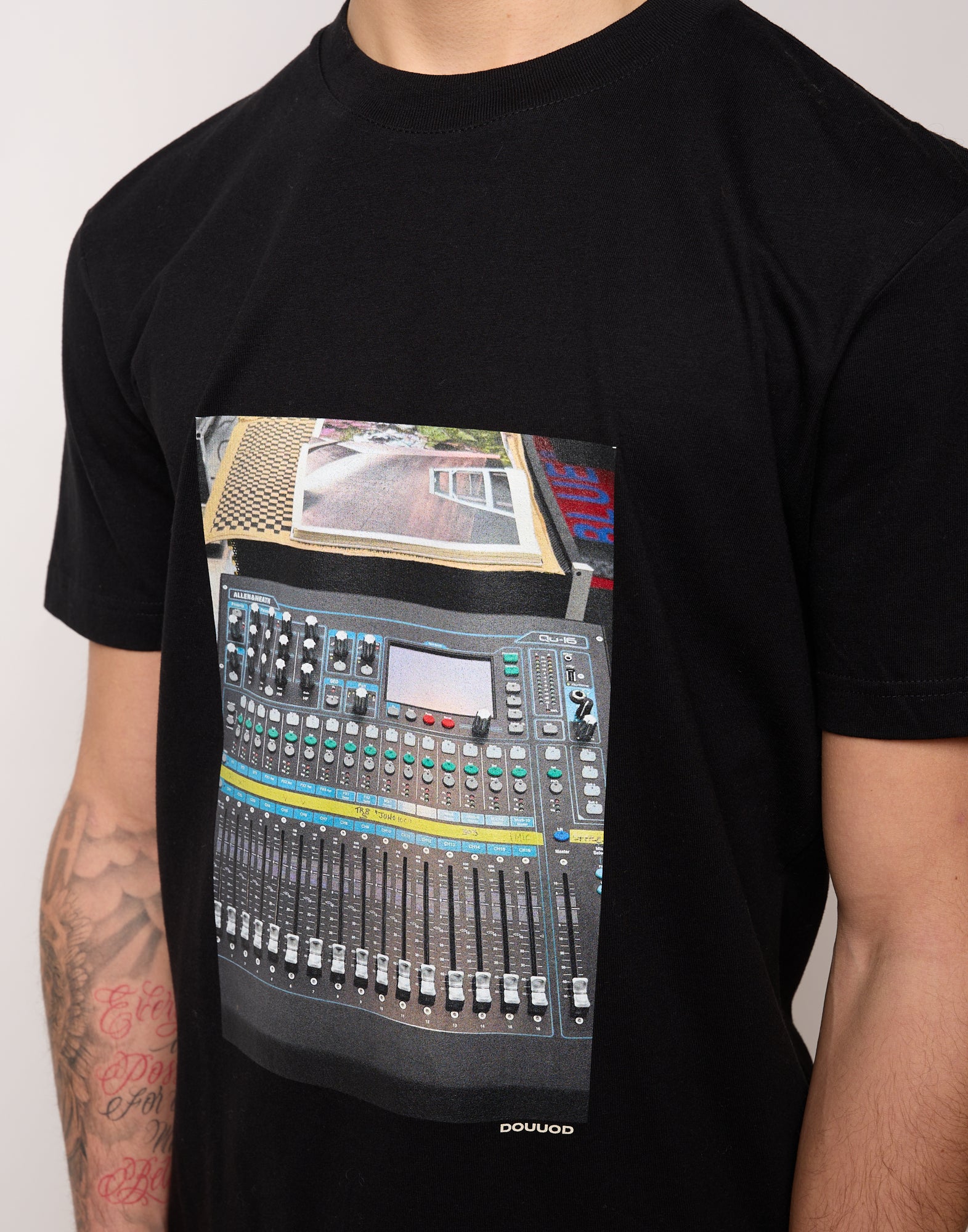T-shirt in Jersey di Cotone Stampa "Mixer" Navy