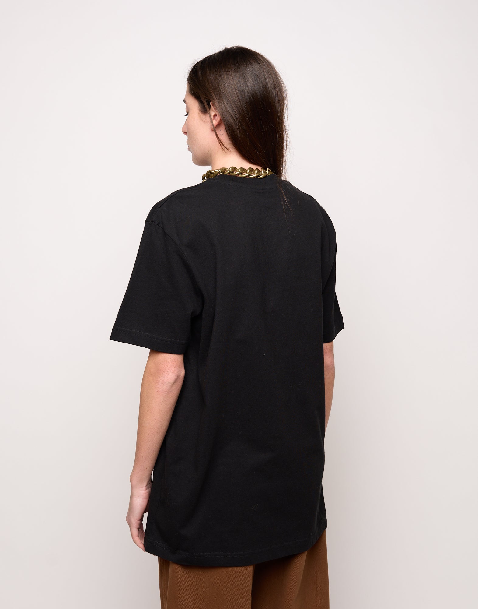 T-shirt in Jersey di Cotone Stampa "Stairs" Nero