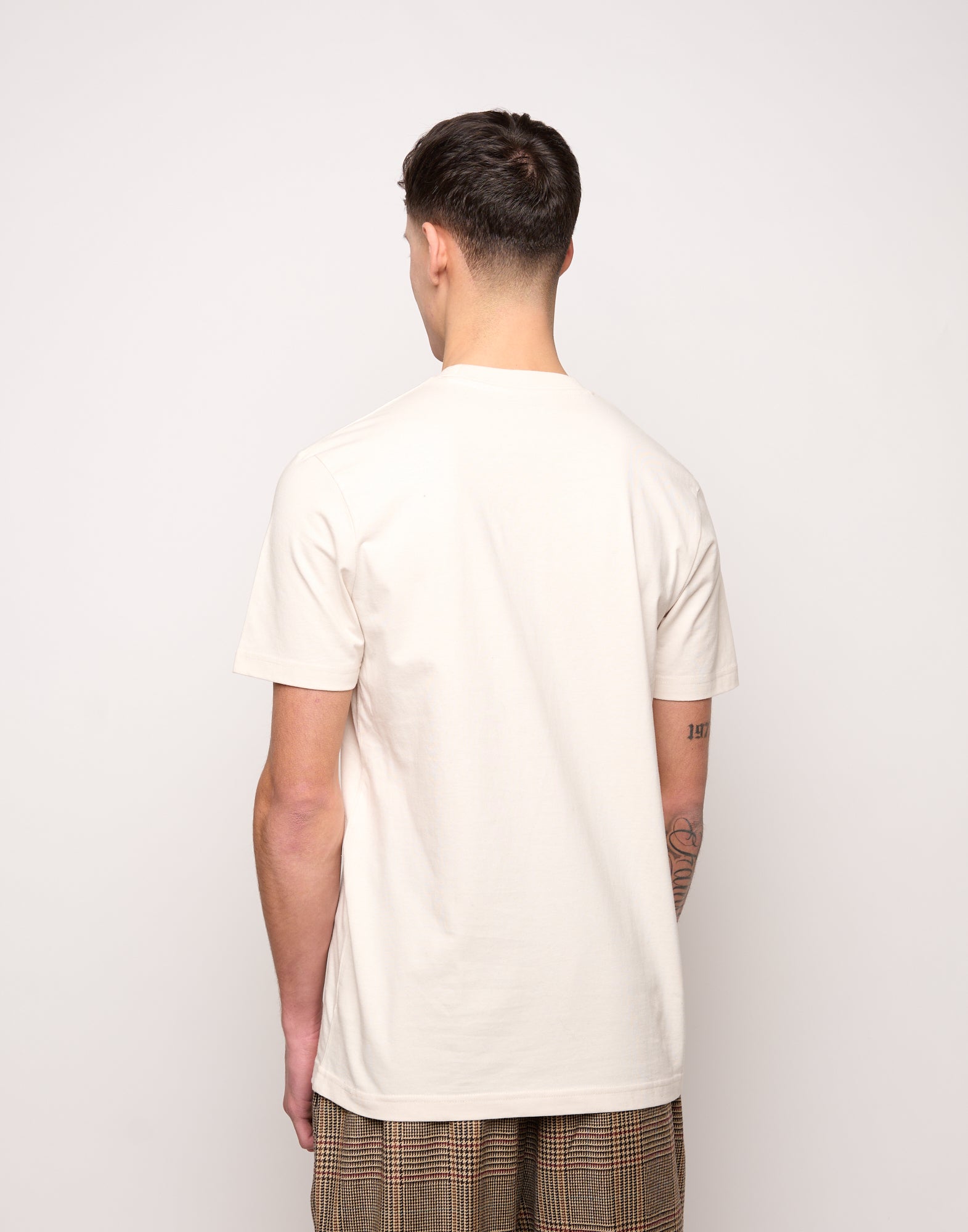T-shirt in Jersey di Cotone Stampa "Travi" Burro