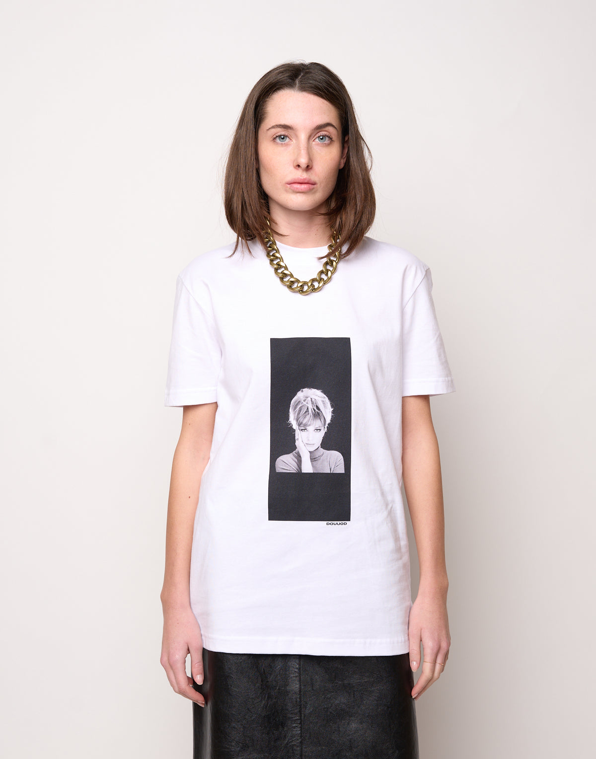 T-shirt in Jersey di Cotone Stampa "Vitti" Bianco