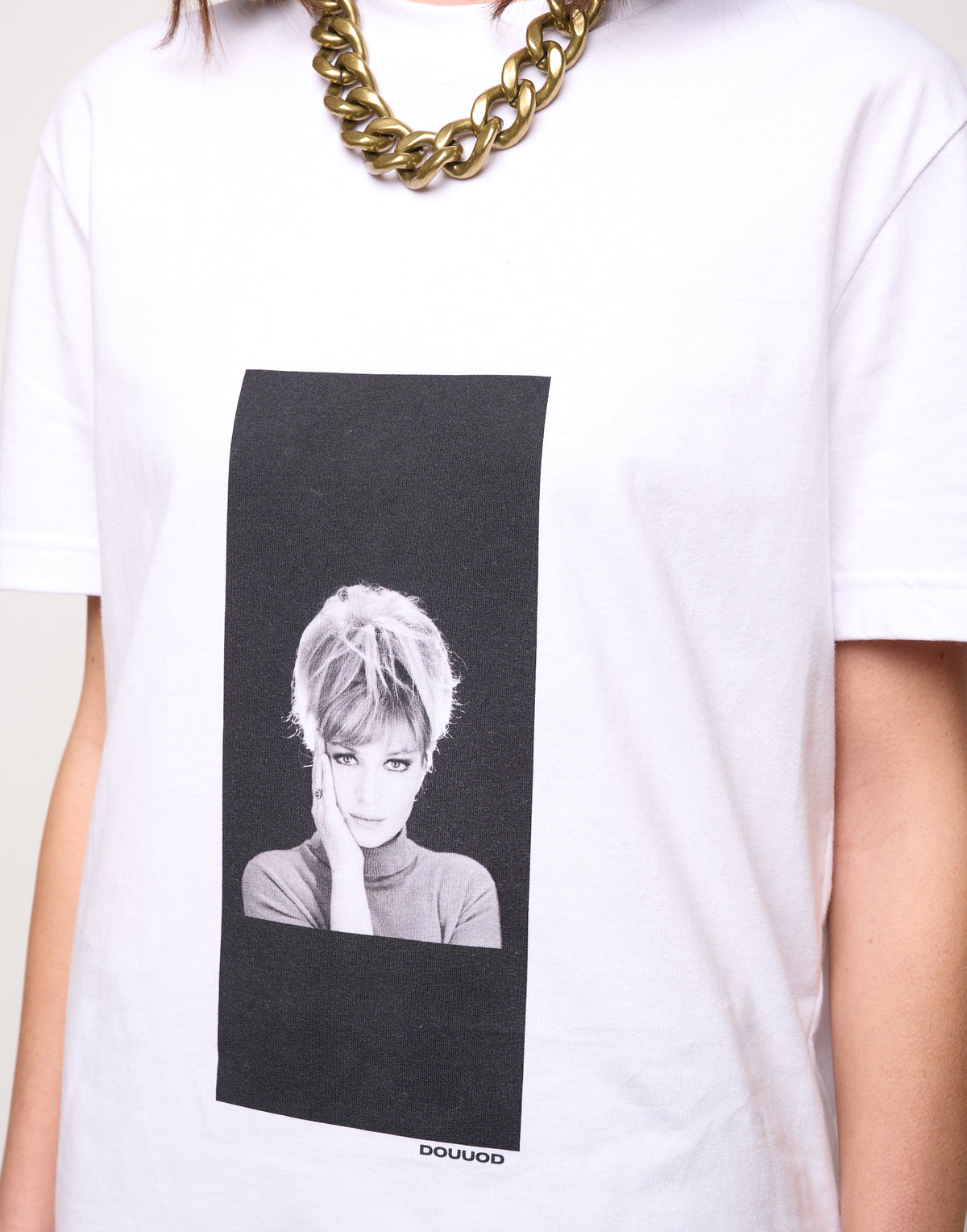 T-shirt in Jersey di Cotone Stampa "Vitti" Bianco