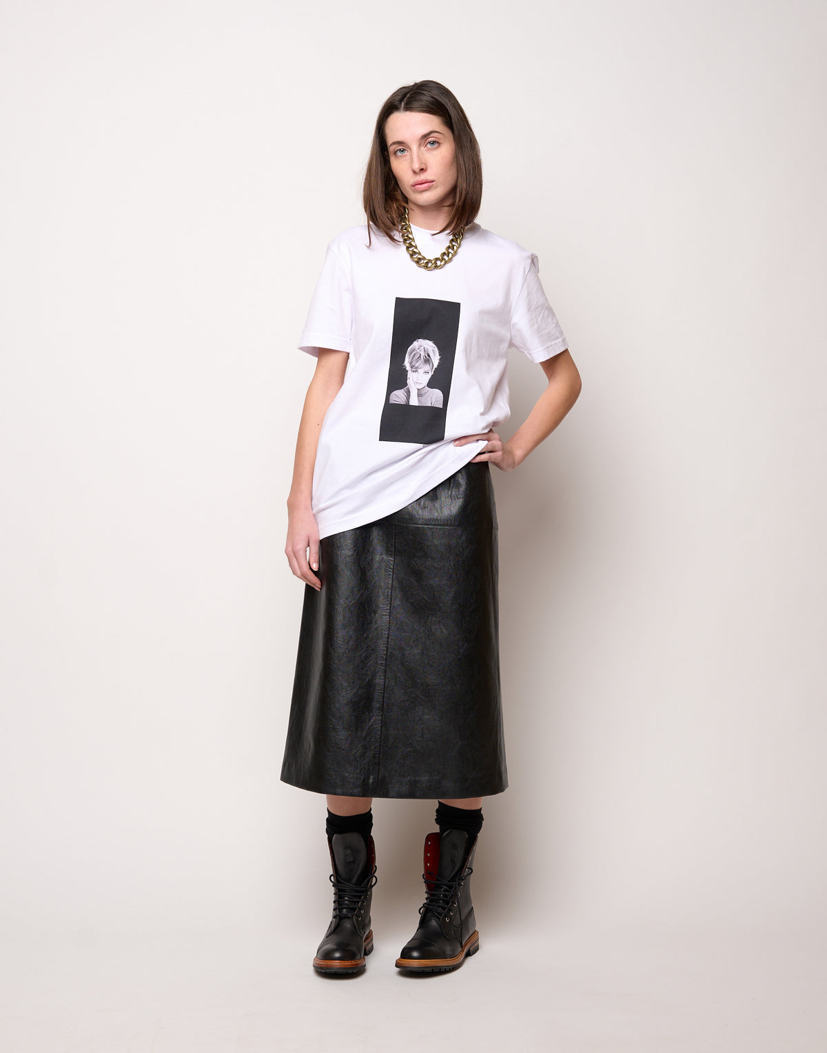 T-shirt in Jersey di Cotone Stampa "Vitti" Bianco