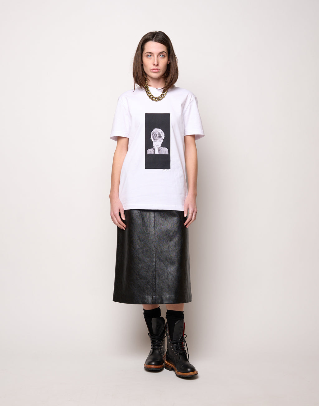 T-shirt in Jersey di Cotone Stampa "Vitti" Bianco