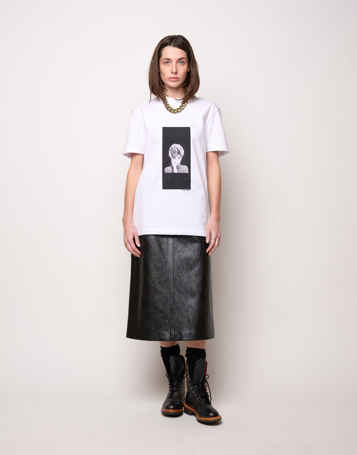 T-shirt in Jersey di Cotone Stampa "Vitti" Bianco