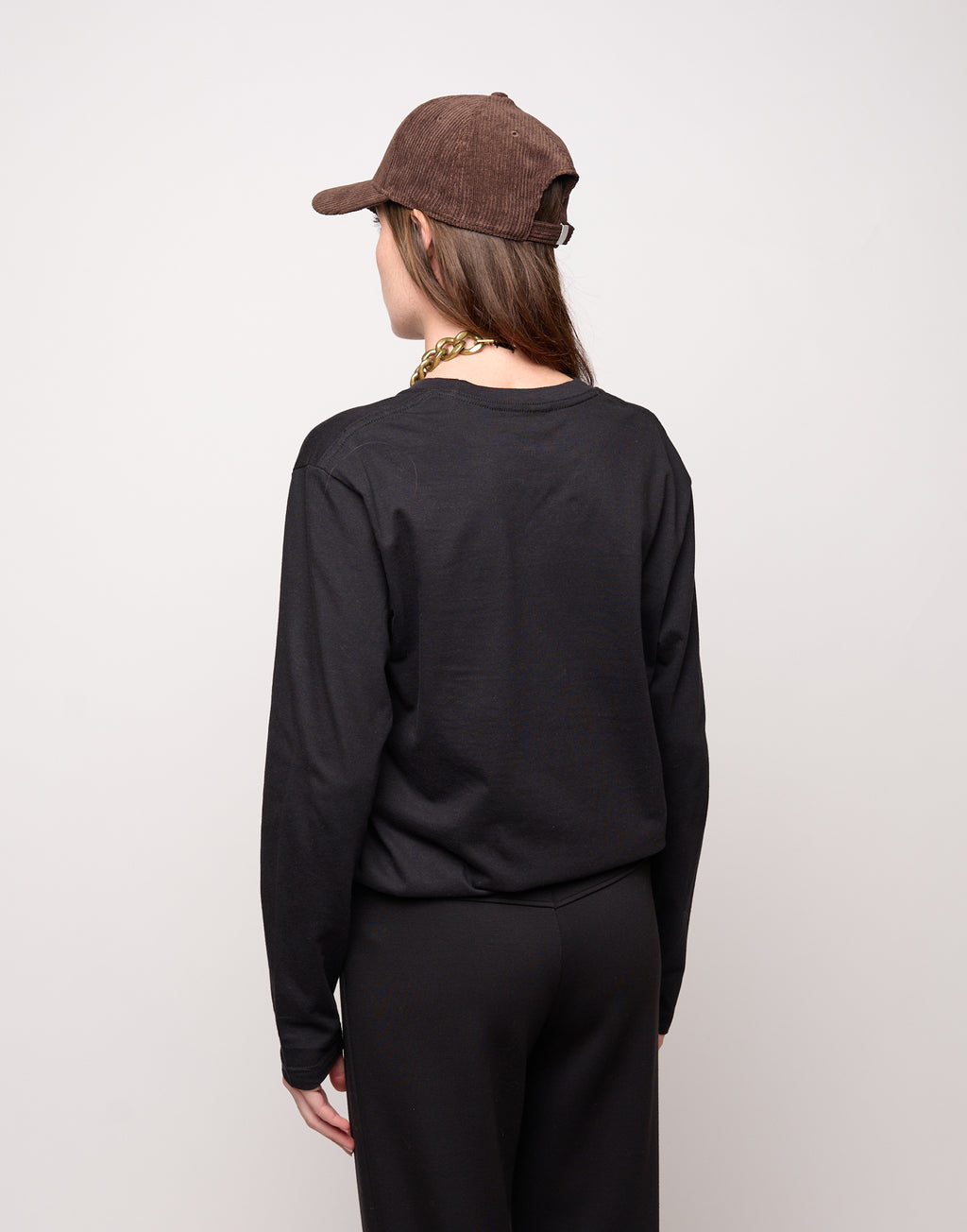 T-shirt manica Lunga in Jersey di Cotone Stampa "Cuore" Nero