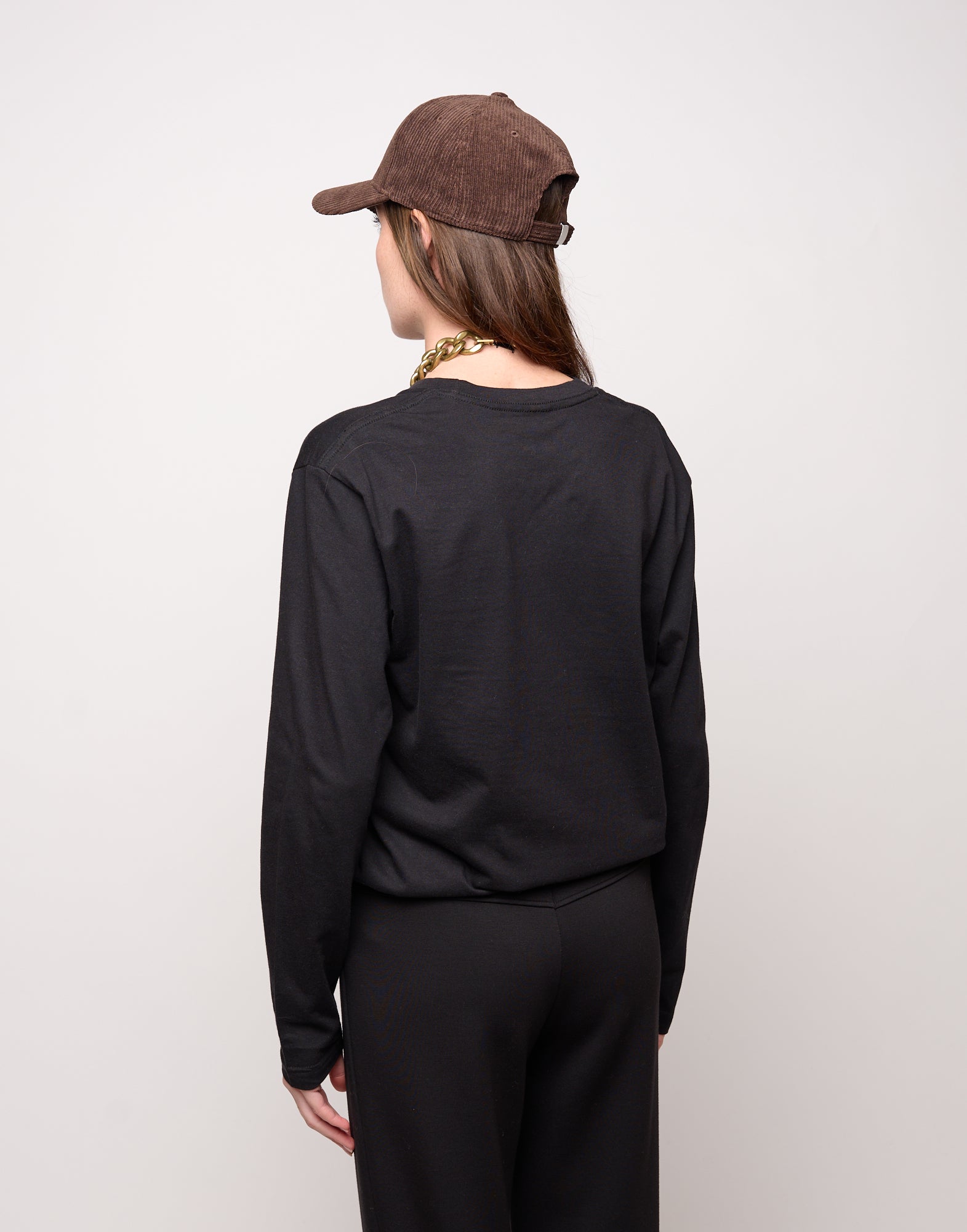 T-shirt manica Lunga in Jersey di Cotone Stampa "Cuore" Nero