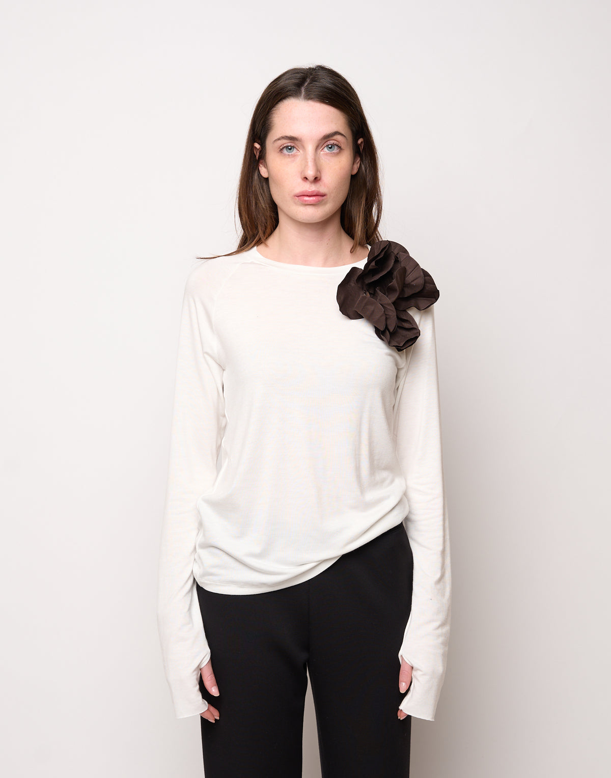 Maglia in Jersey di Viscosa Stretch Latte