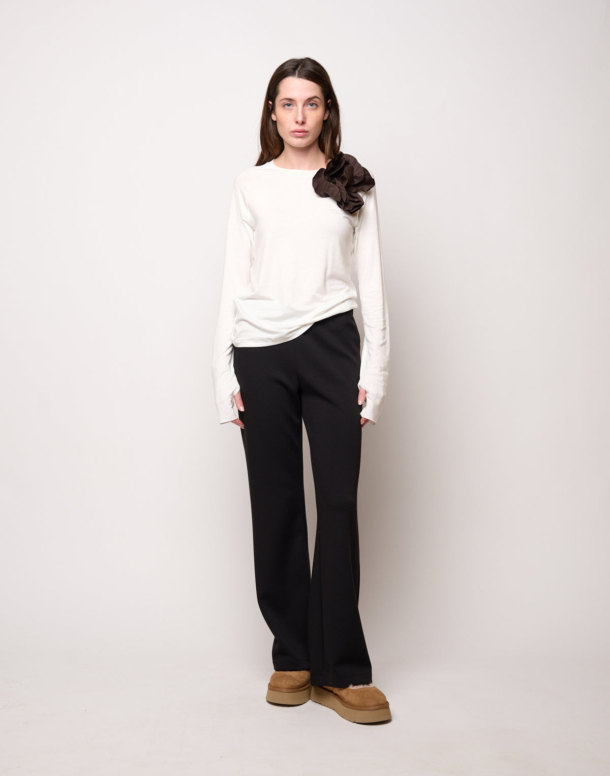 Maglia in Jersey di Viscosa Stretch Latte