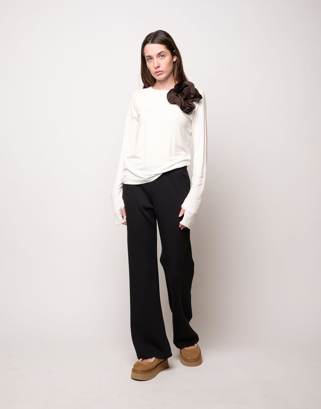 Maglia in Jersey di Viscosa Stretch Latte