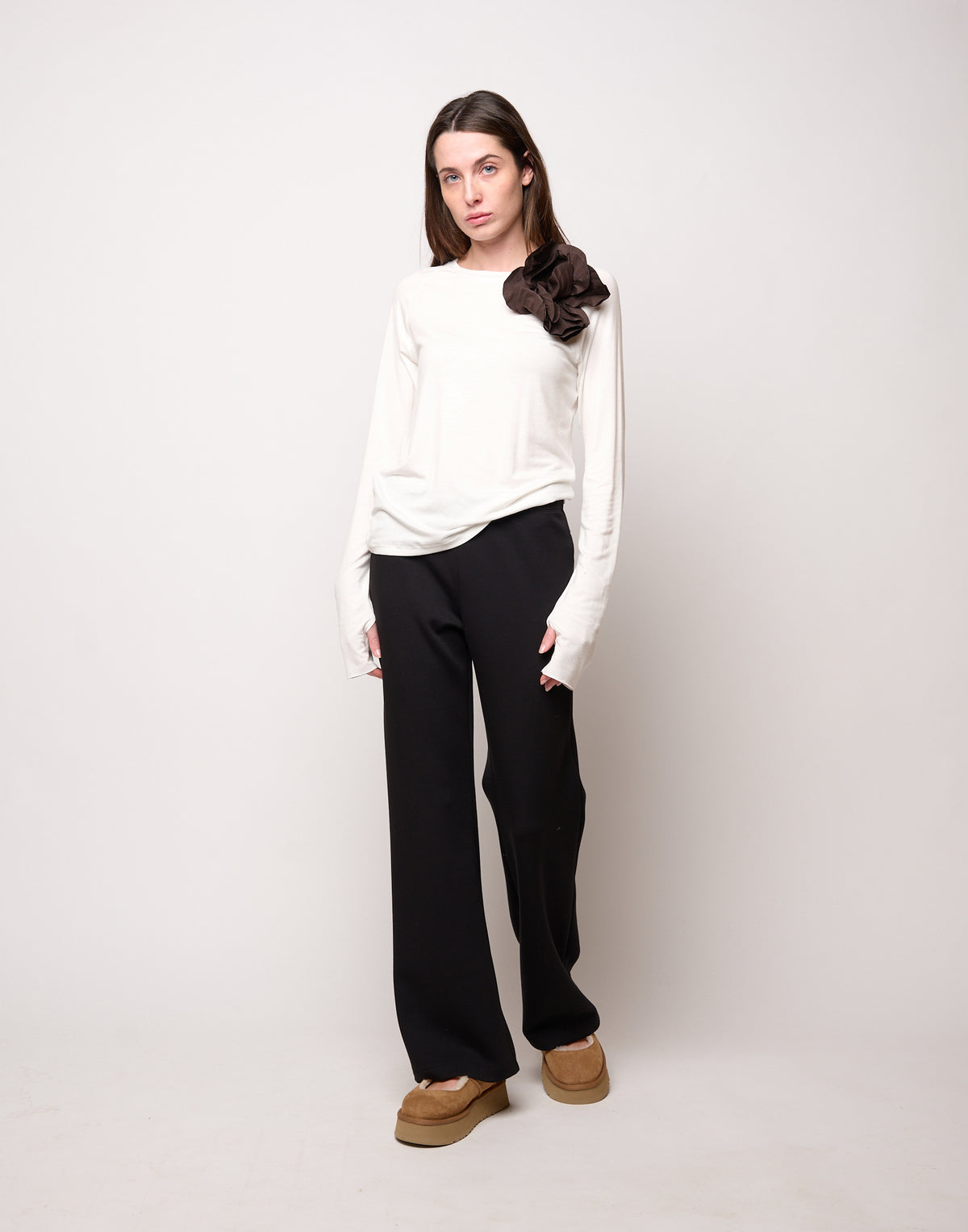 Maglia in Jersey di Viscosa Stretch Latte