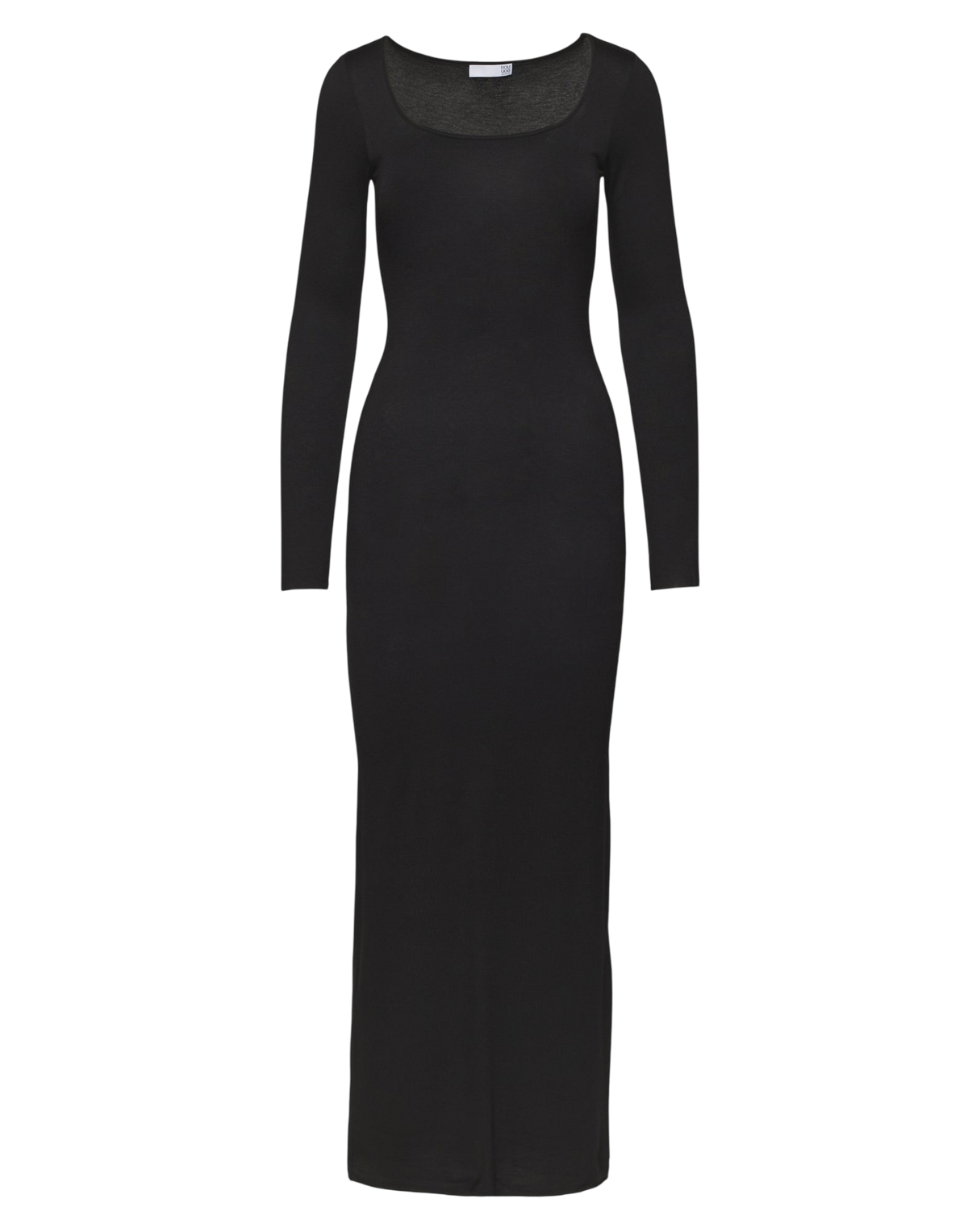 Black Square Neck Long T-Shirt Dress