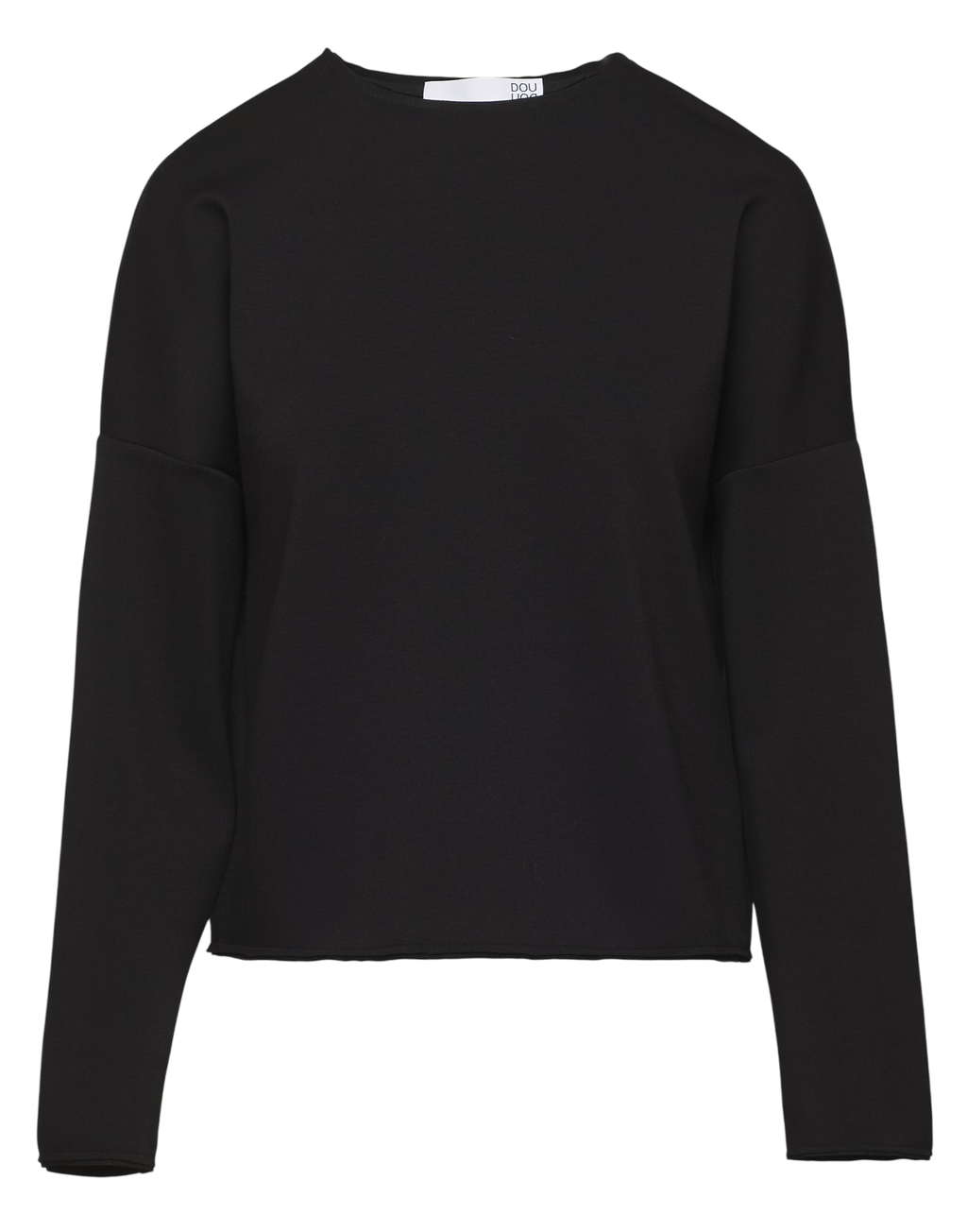 Sweat-shirt à col rond, épaules tombantes et finitions à cru noir