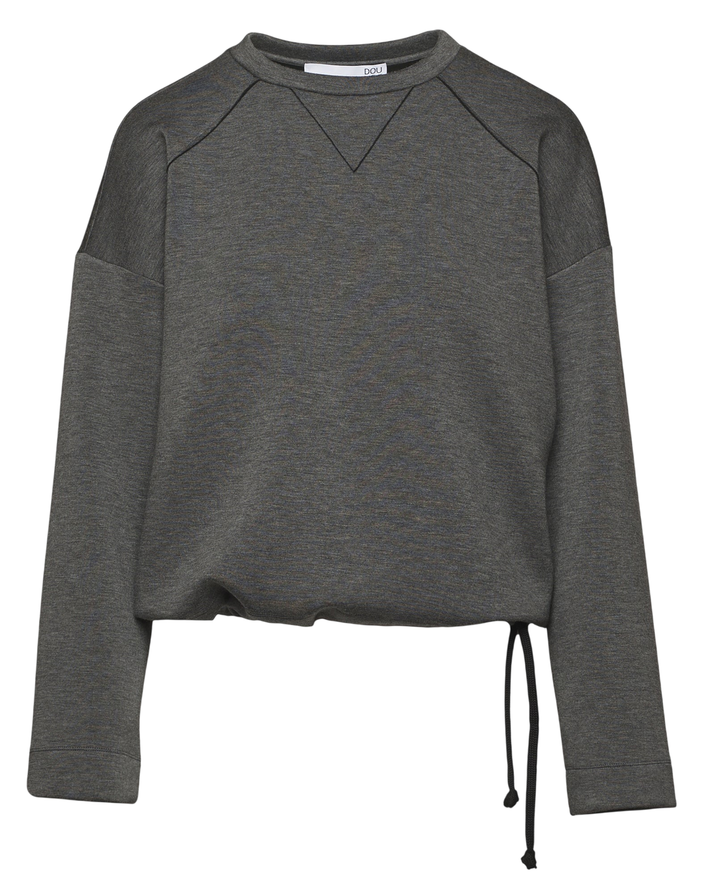 Smoke Grey Crewneck Sweatshirt with Drawstring Hem