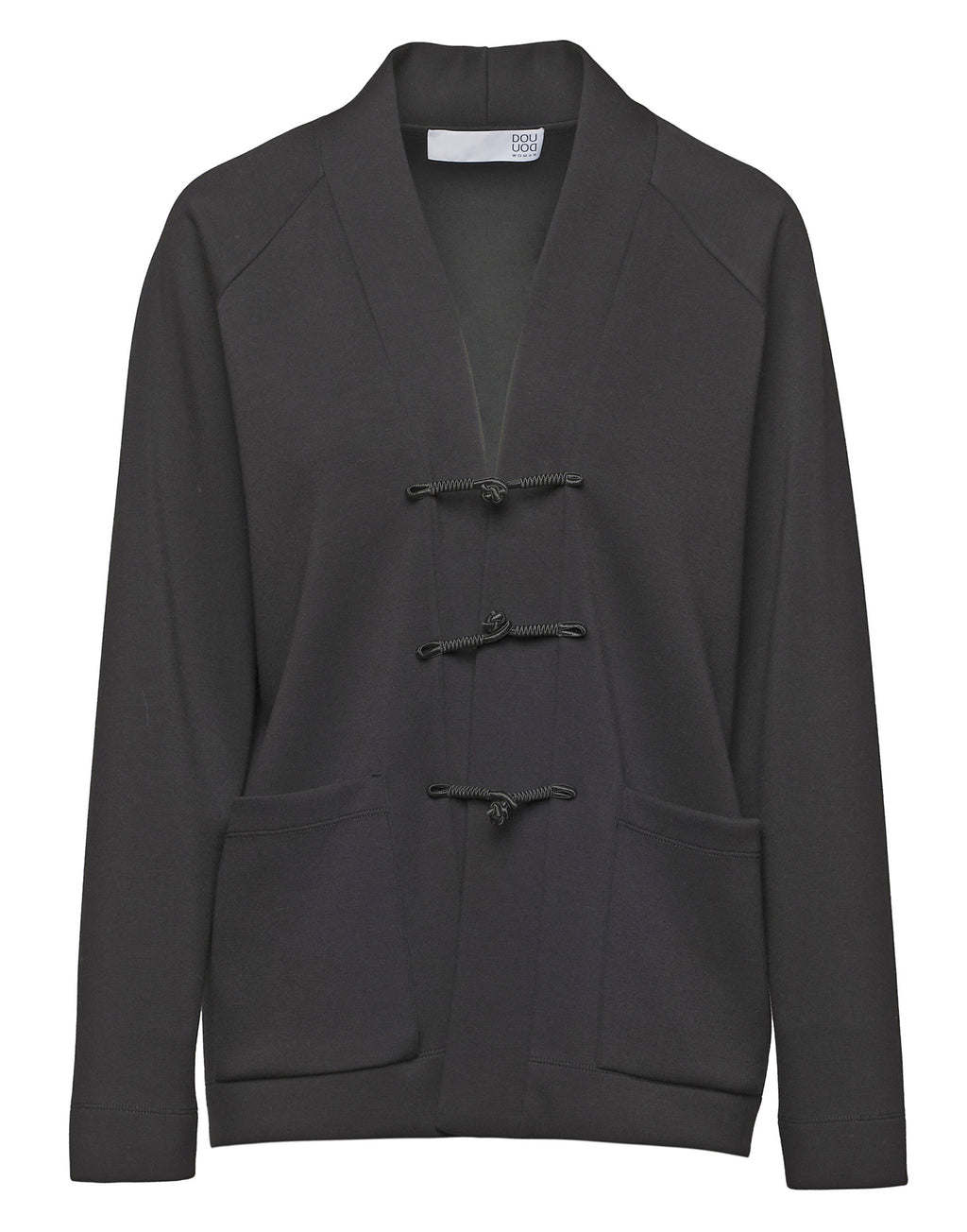 Cardigan Raglan con Alamari Nero
