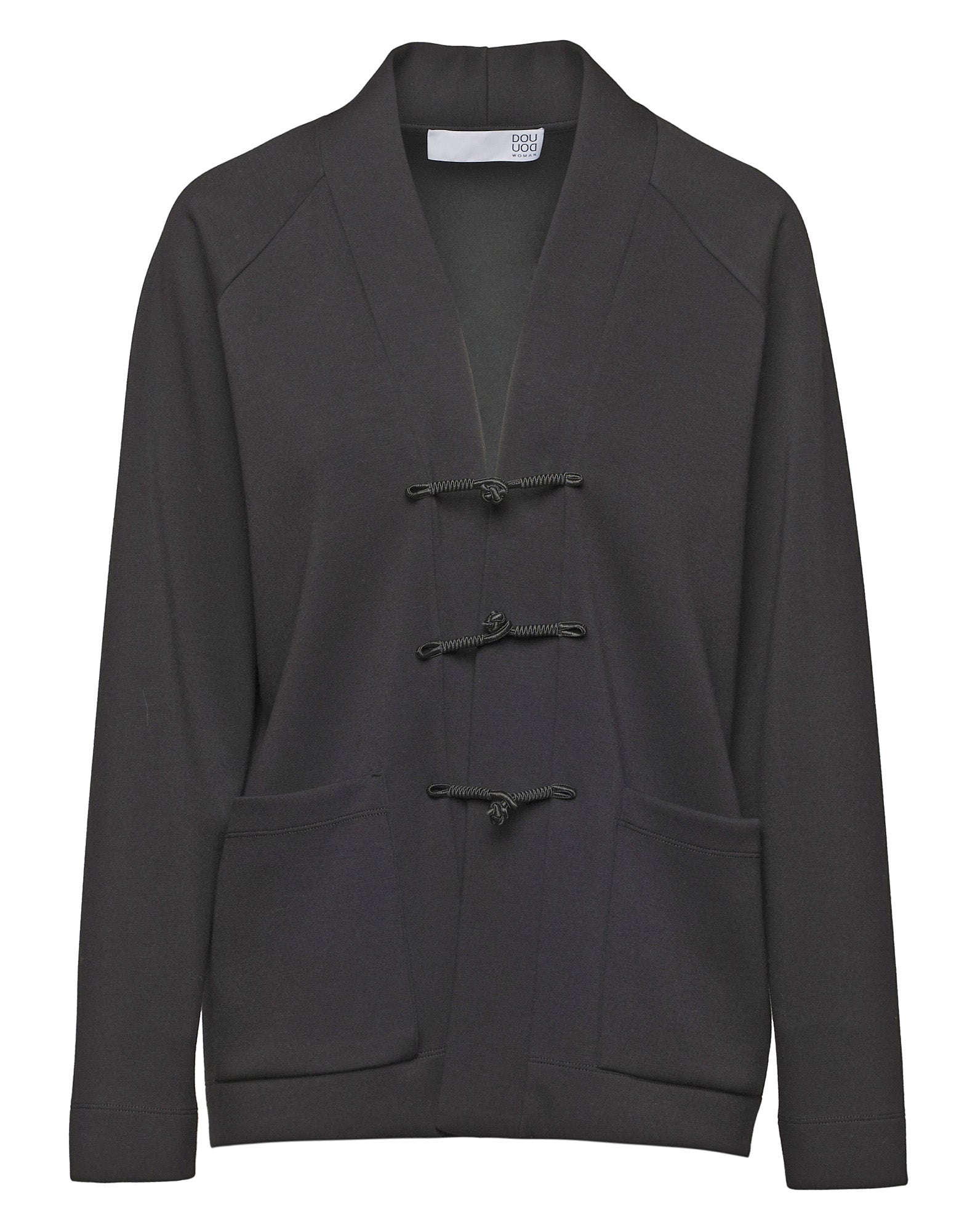 Cardigan Raglan con Alamari Nero