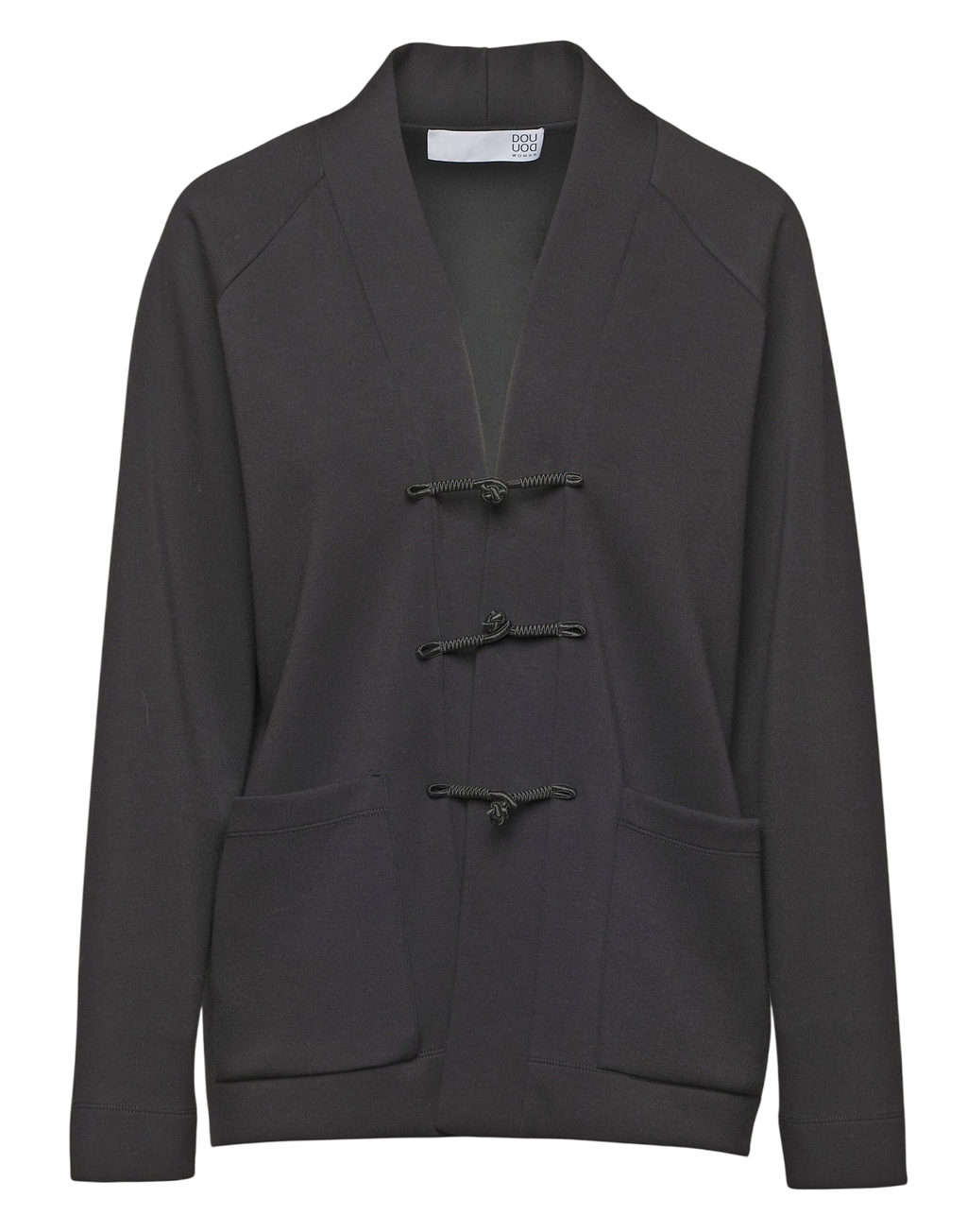 Cardigan raglan à brandebourgs noir