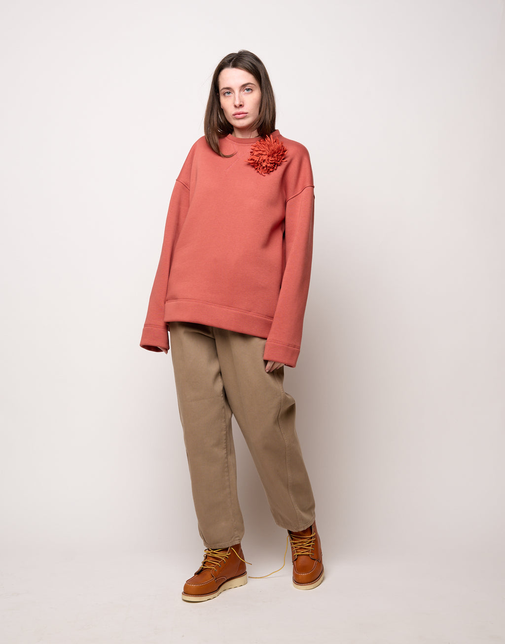 Felpa Girocollo in Felpa Soft Rust