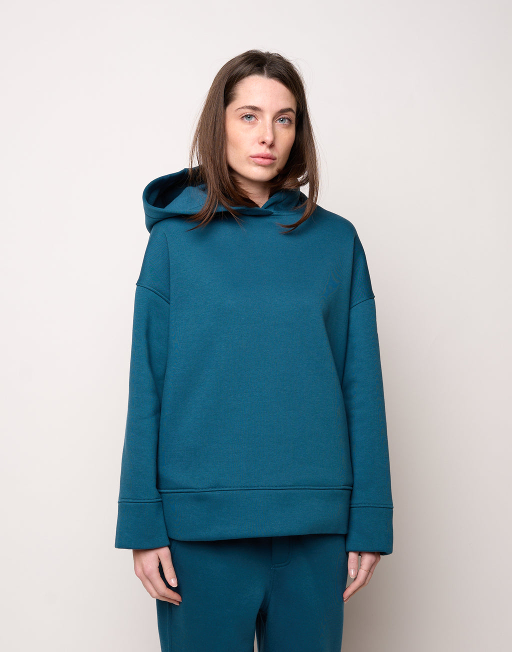 Felpa con Cappuccio e Tasche con Zip Tied Blue