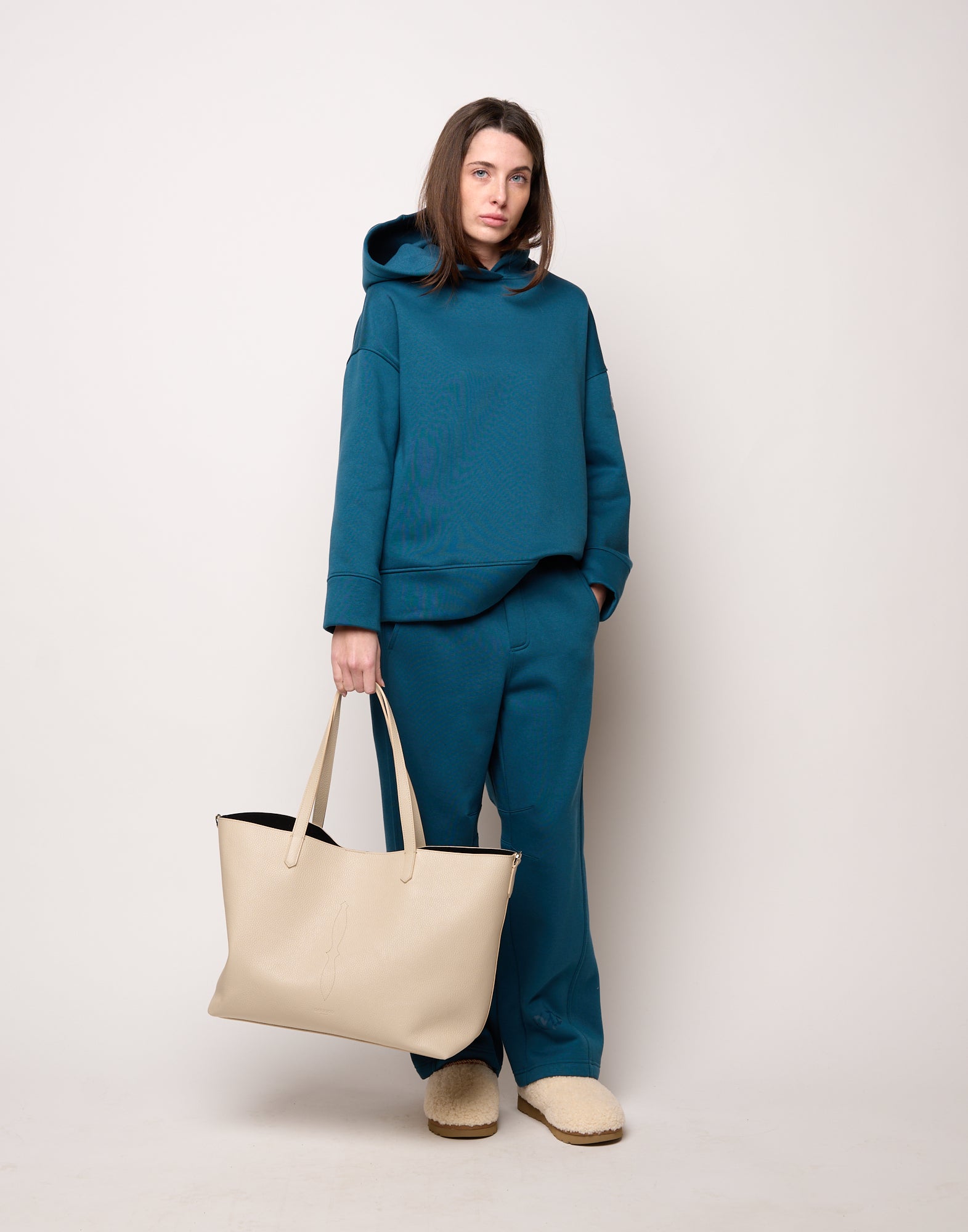 Felpa con Cappuccio e Tasche con Zip Tied Blue