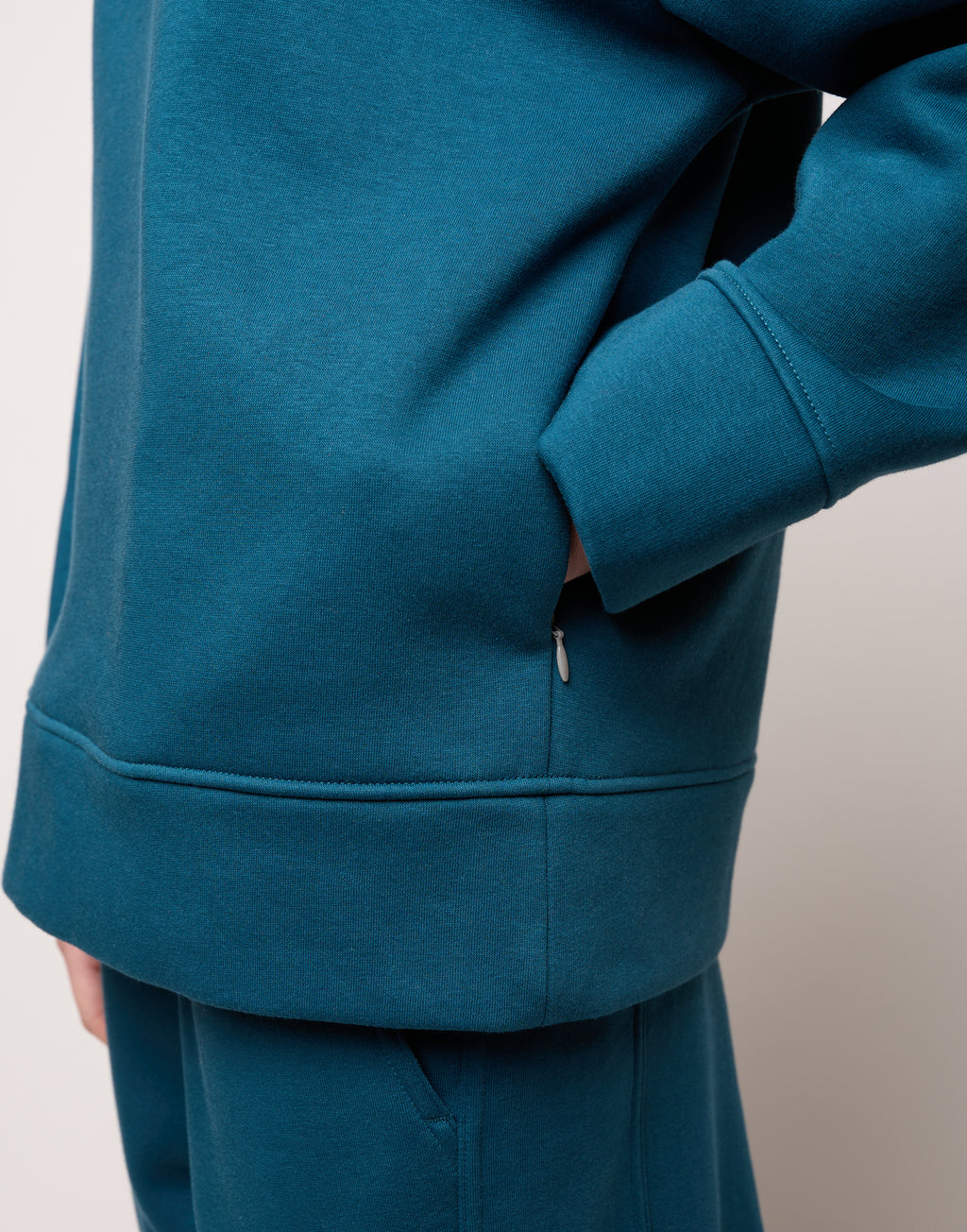 Felpa con Cappuccio e Tasche con Zip Tied Blue