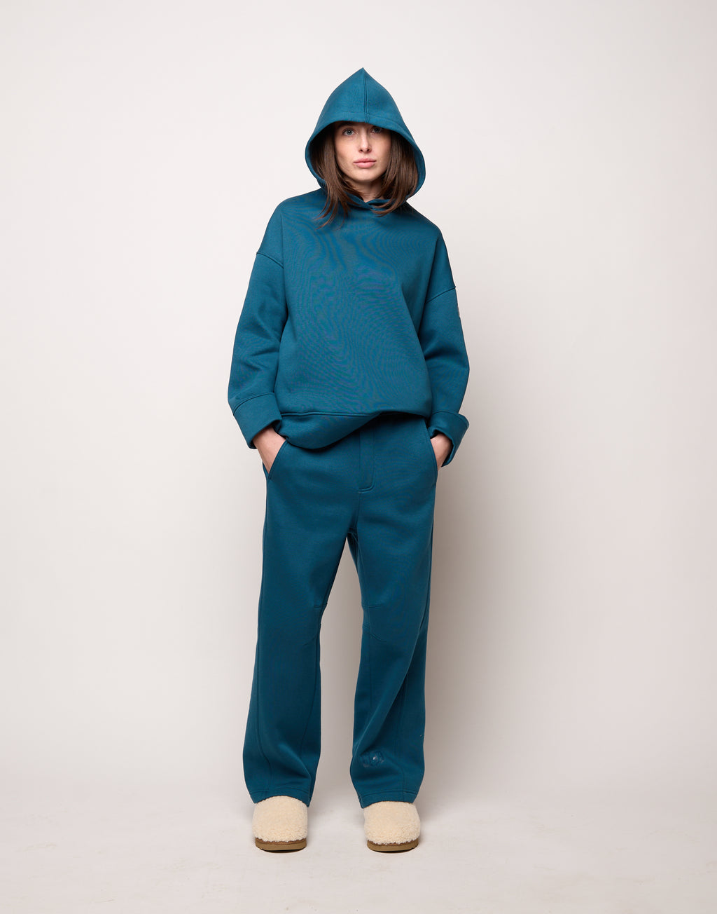Felpa con Cappuccio e Tasche con Zip Tied Blue