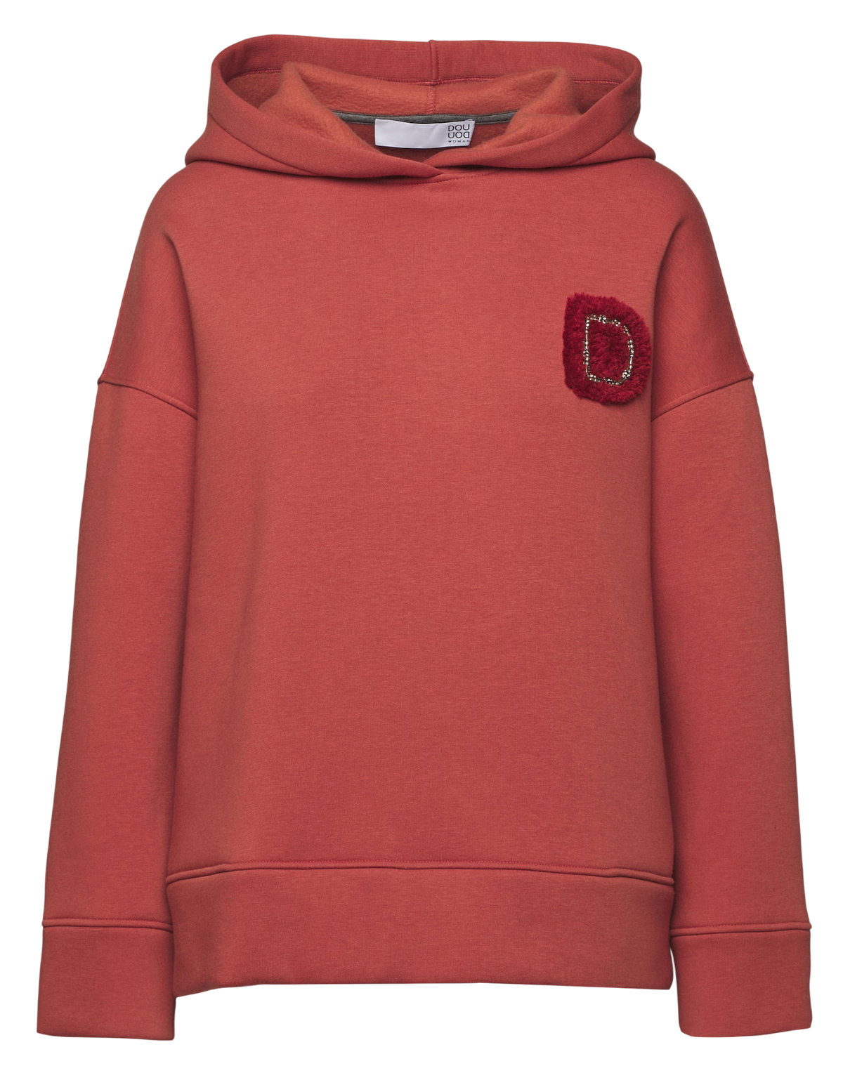 Felpa con Cappuccio e Patch Ricamata Rust