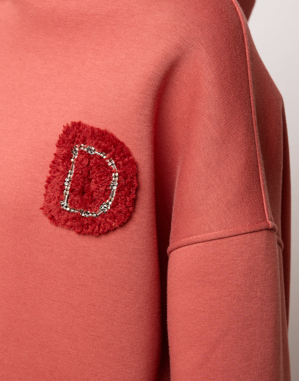 Felpa con Cappuccio e Patch Ricamata Rust