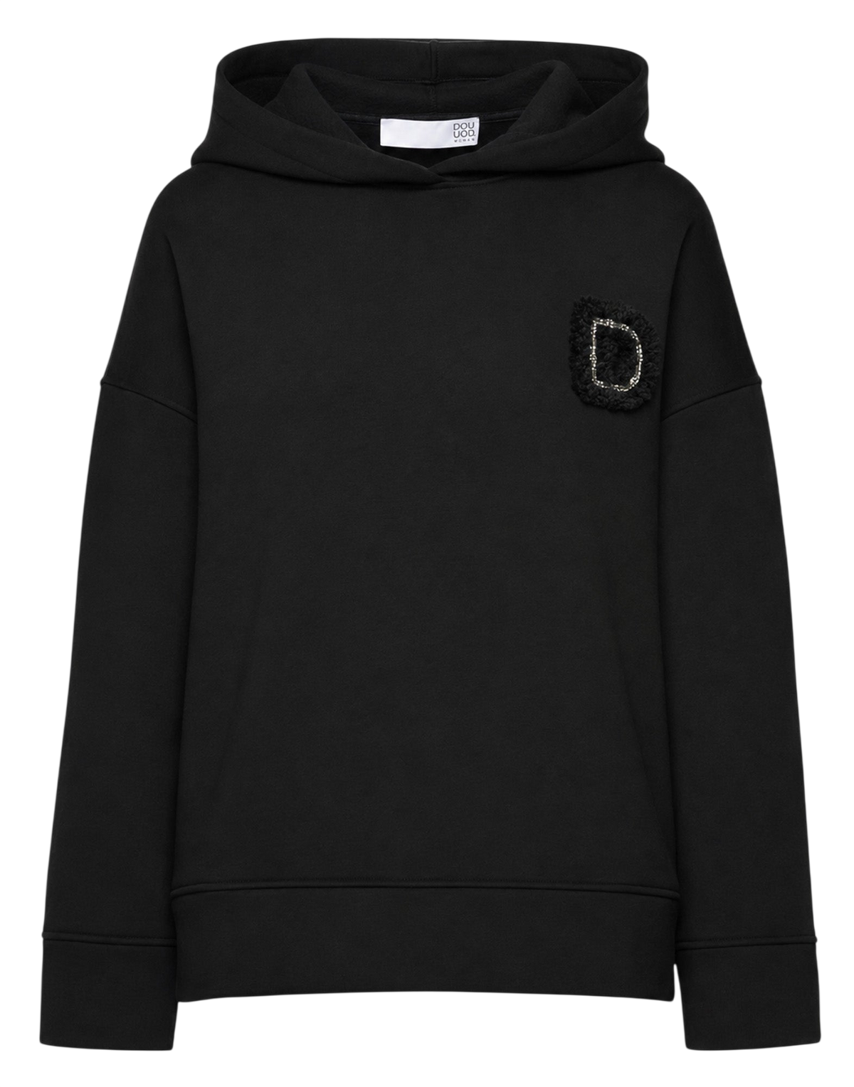 Sweat à capuche avec écusson brodé noir