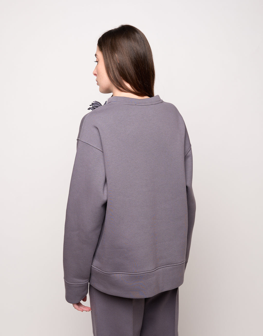 Felpa Girocollo in Felpa Soft Grigio Delfino