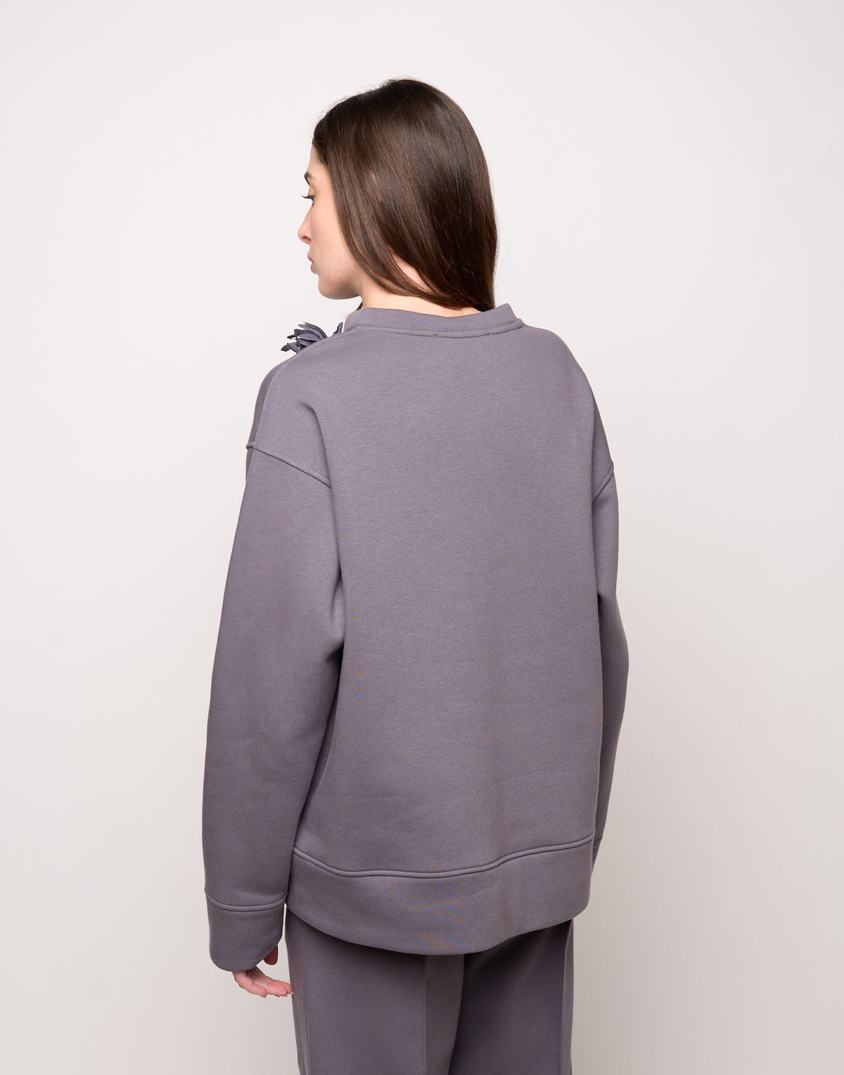 Felpa Girocollo in Felpa Soft Grigio Delfino