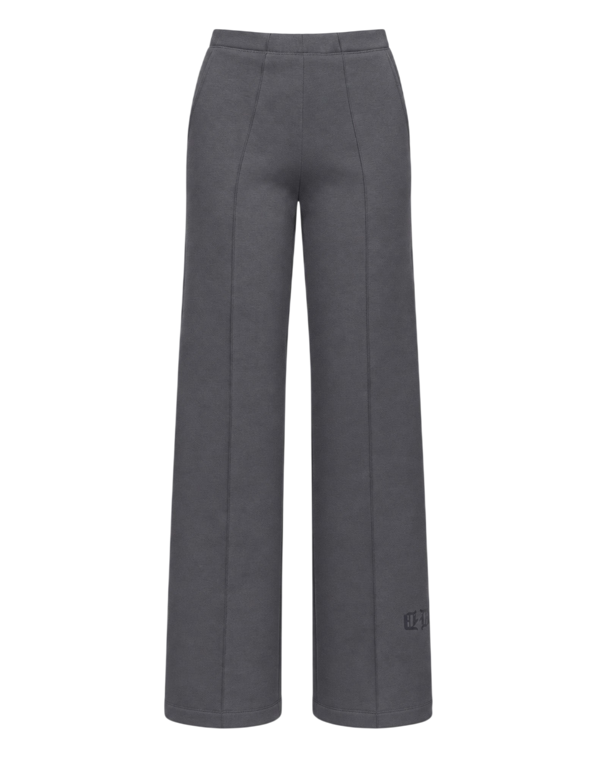 Pantalone Flare in Felpa Soft con Tasche alla Francese Grigio