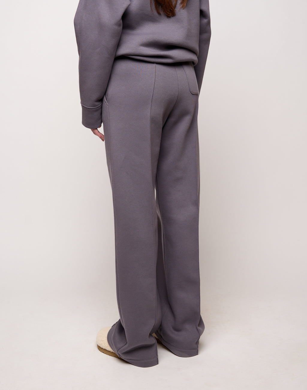 Pantalone Flare in Felpa Soft con Tasche alla Francese Grigio
