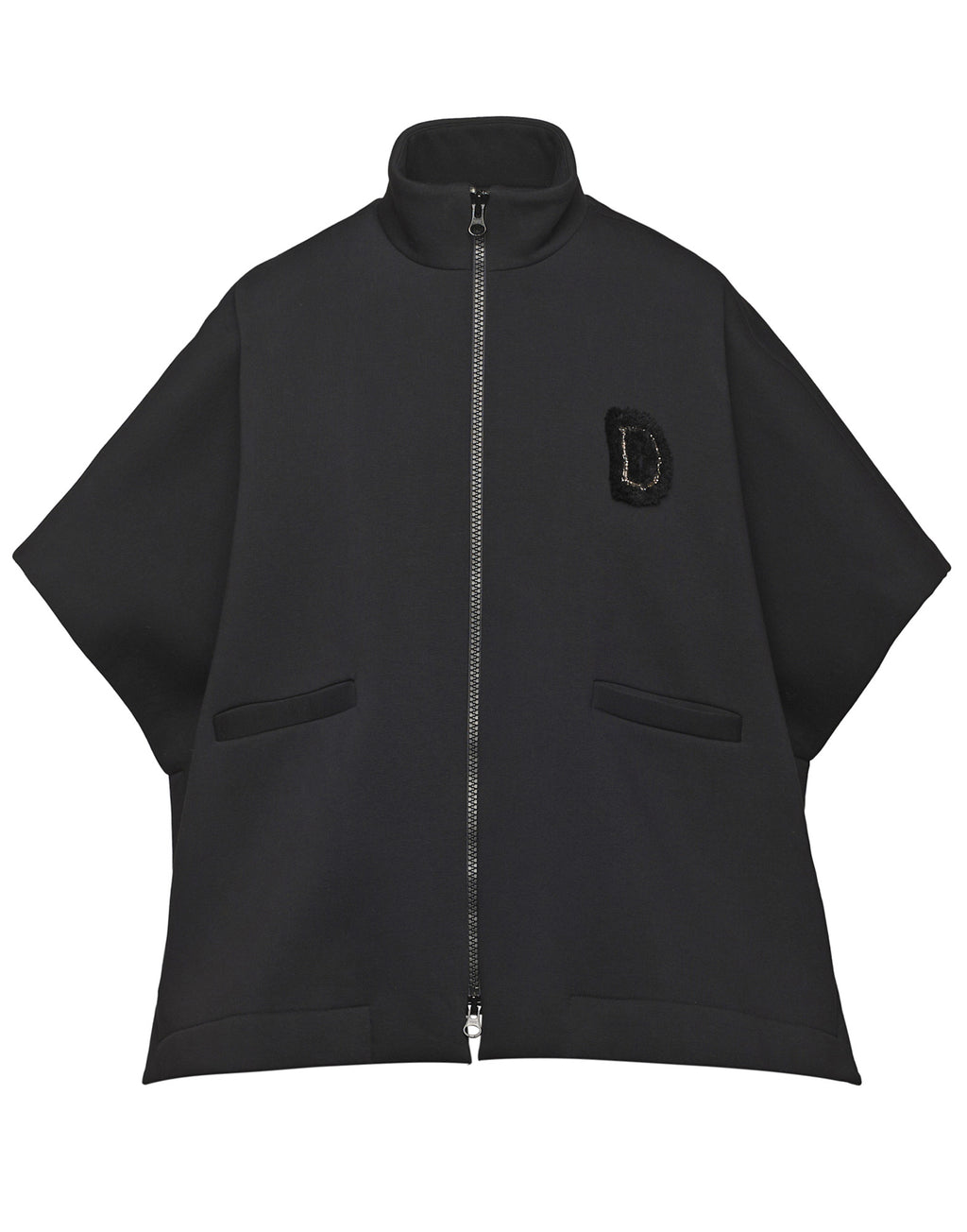 Cappa in Felpa Soft con Zip e Patch Nera