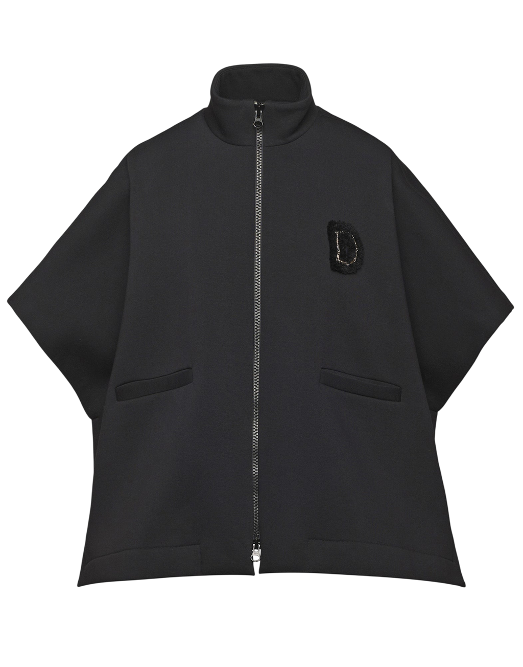 Cape en molleton doux avec zip et patch noir