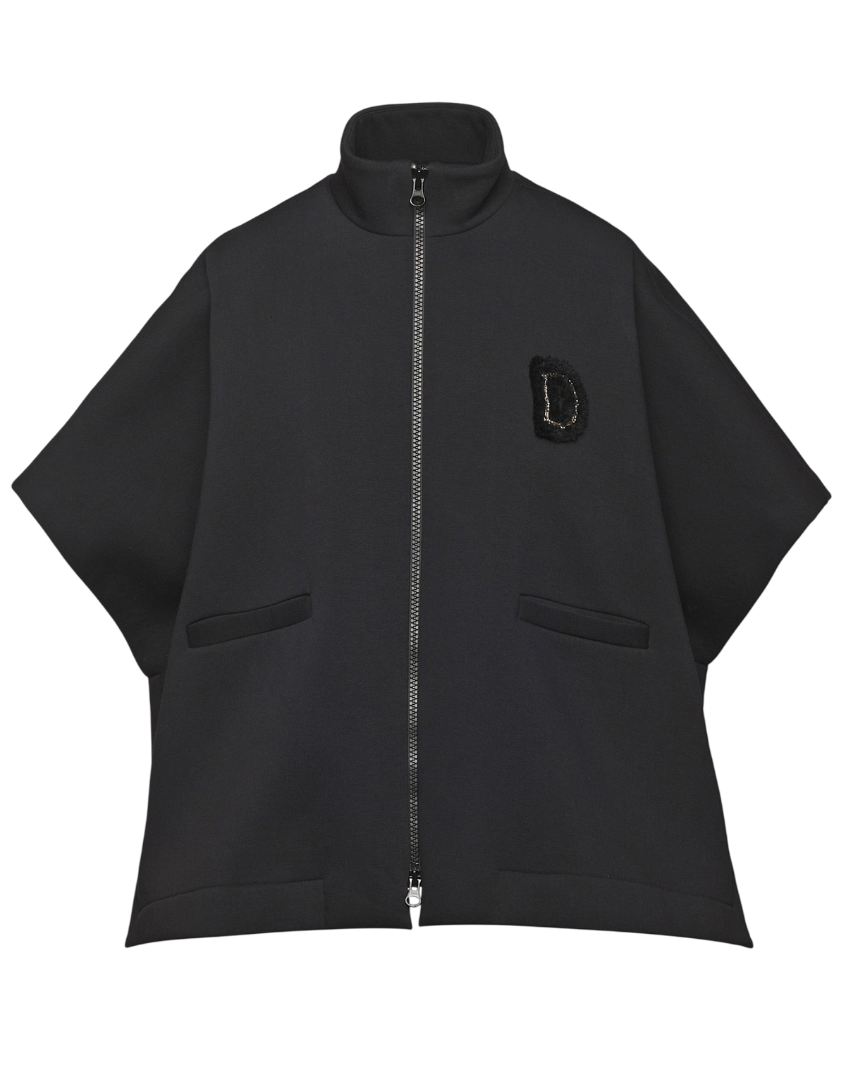 Cape en molleton doux avec zip et patch noir