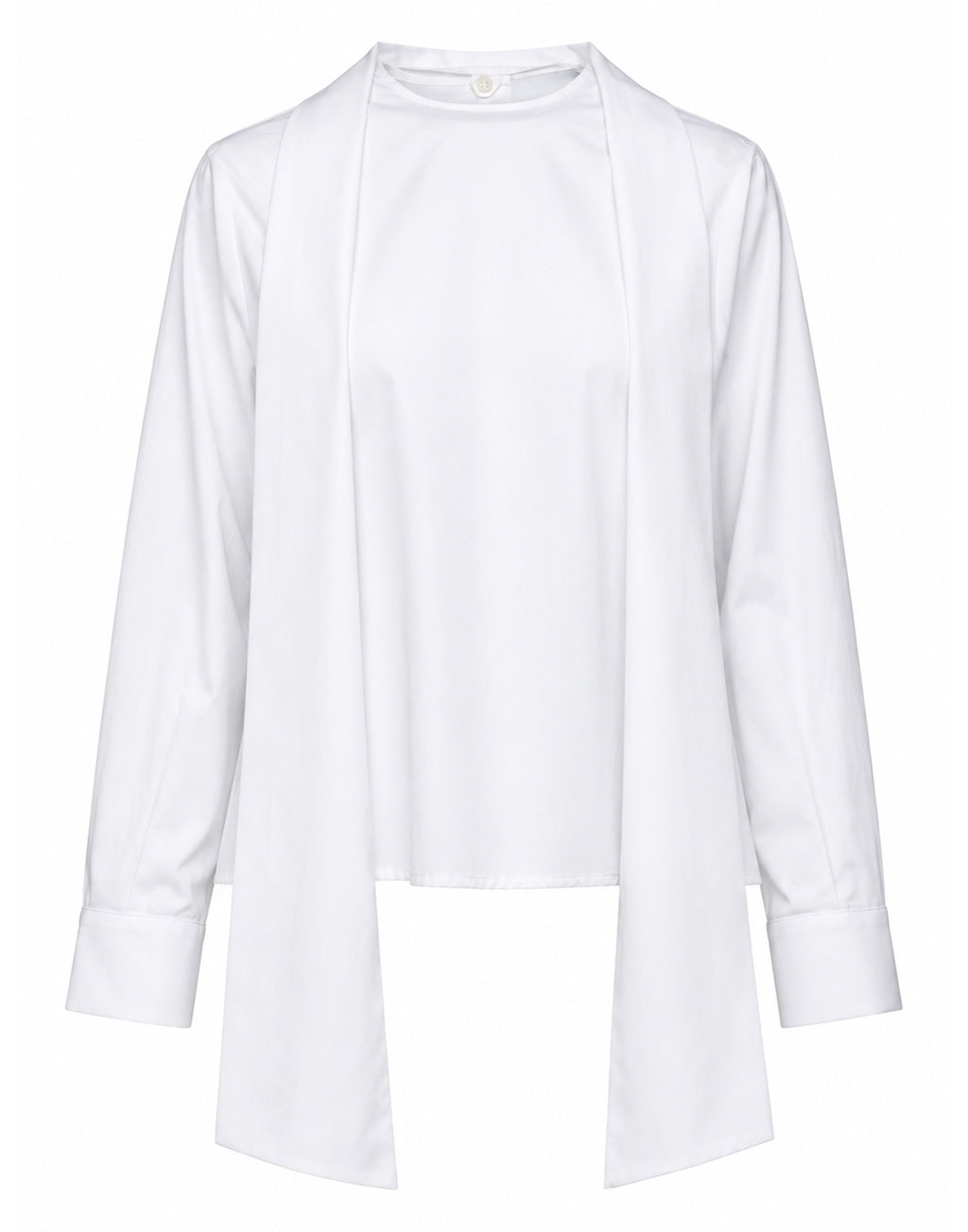 Blusa Girocollo Aperta sul Retro con Nastro Bianca