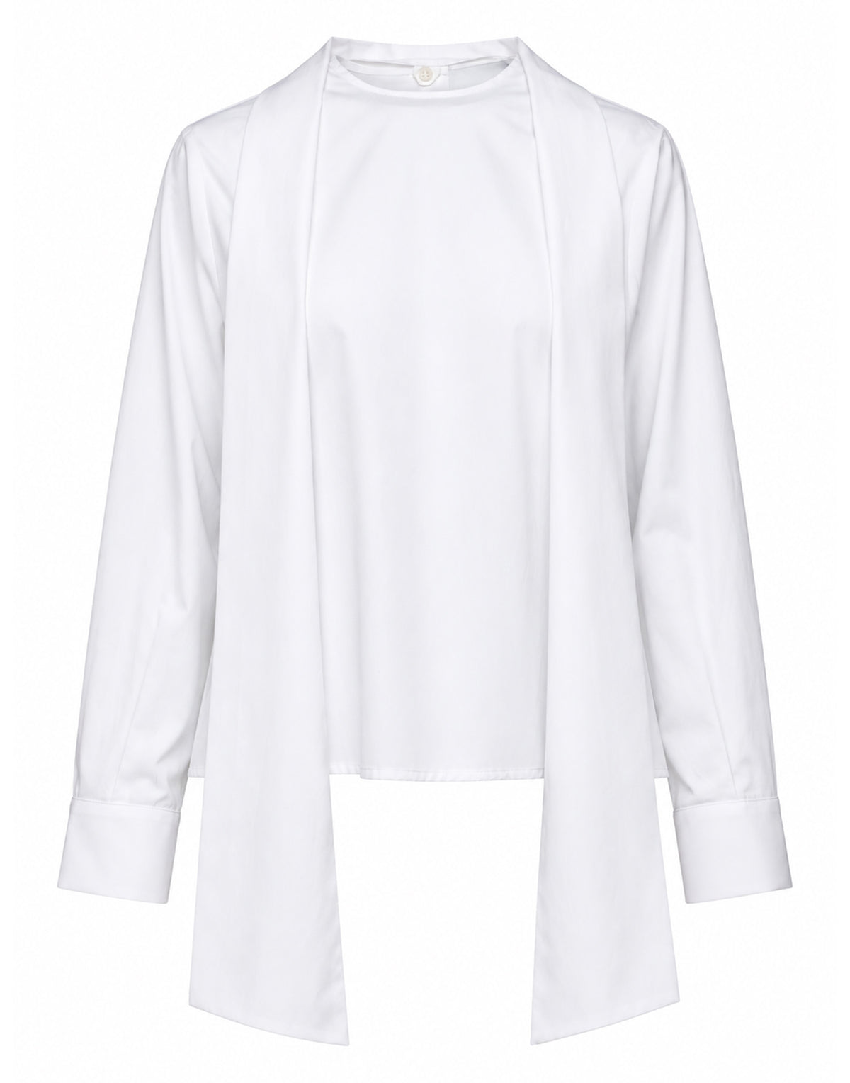 Blusa Girocollo Aperta sul Retro con Nastro Bianca