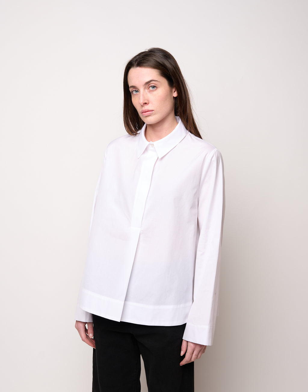 Camicia a Polo con Linea ad A Bianca