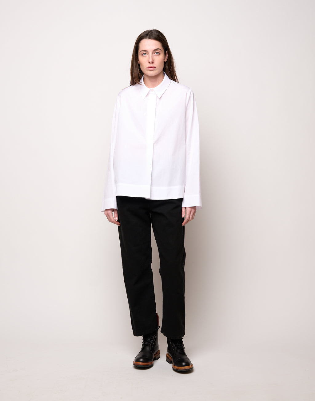 Camicia a Polo con Linea ad A Bianca