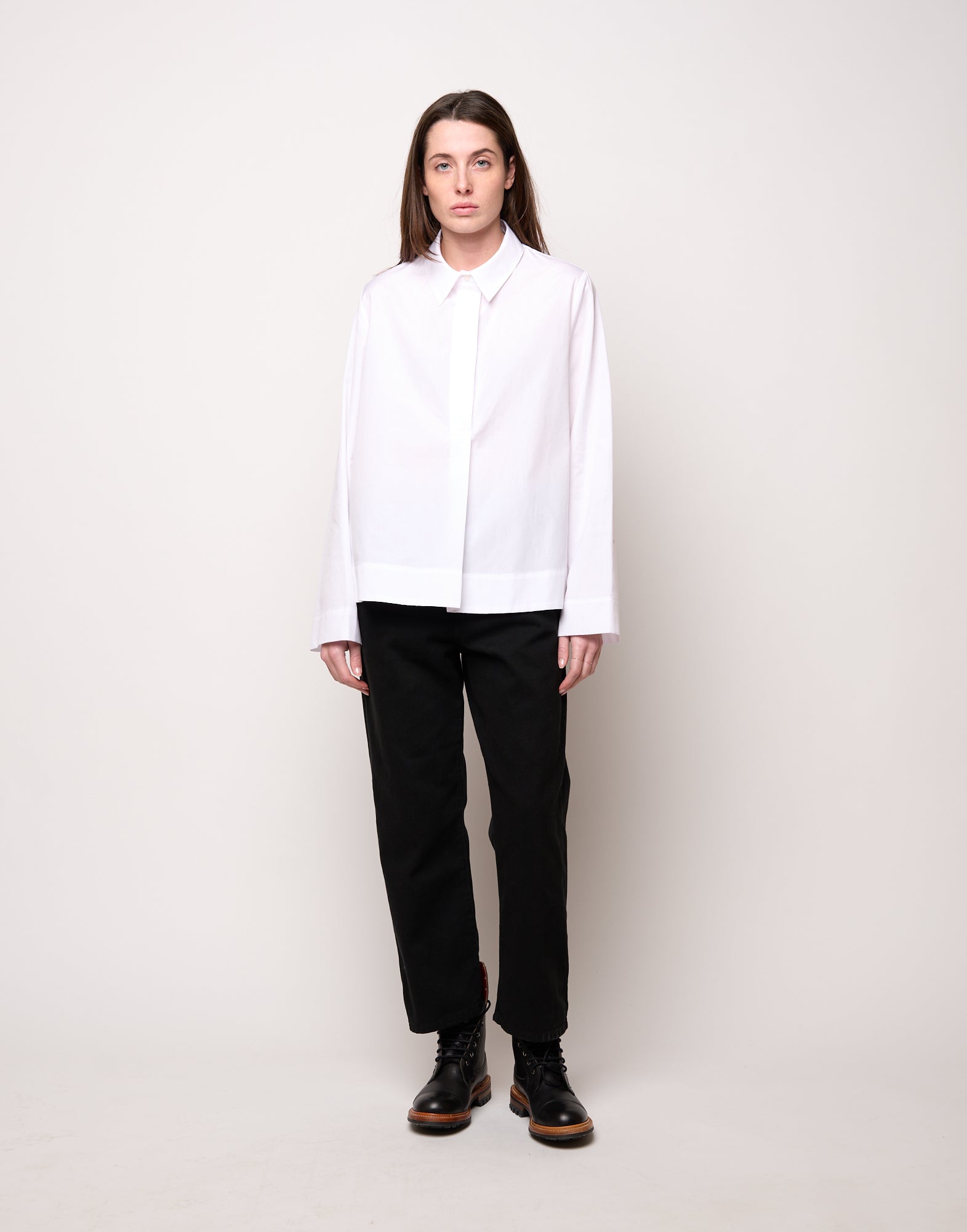 Camicia a Polo con Linea ad A Bianca