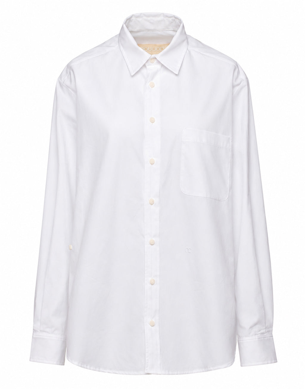 Camicia Genderless con Ricamo e Bottone Laterale Bianca