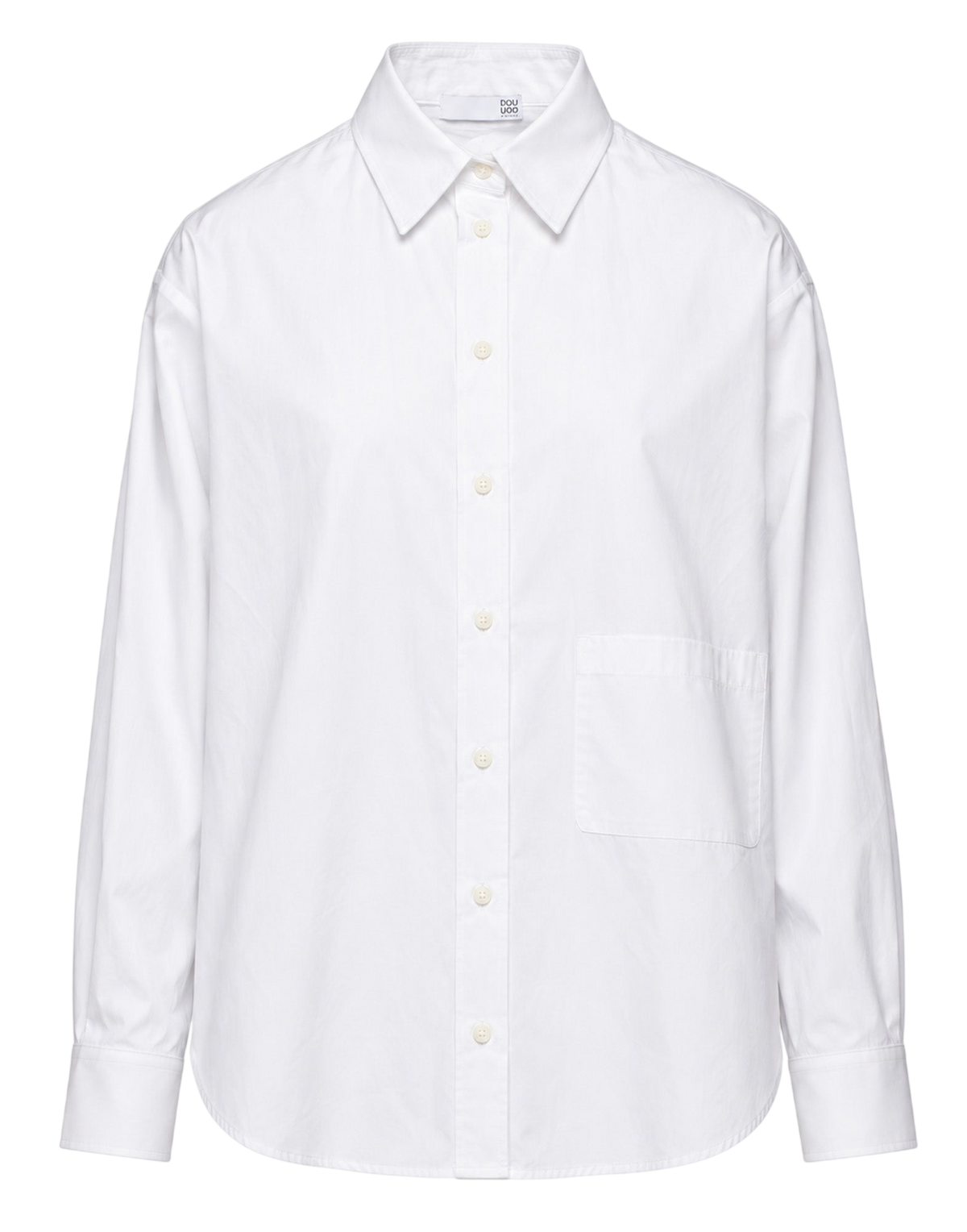 White Kimono-Cut Shirt with Pocket